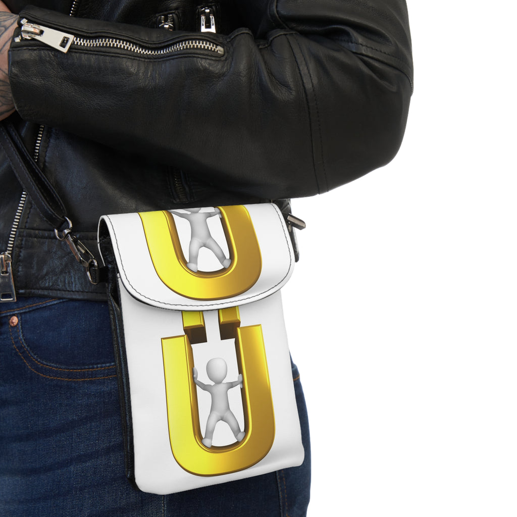 Yellow Letter Ü Charm Small Cell Phone Wallet | Crossbody Phone Pouch