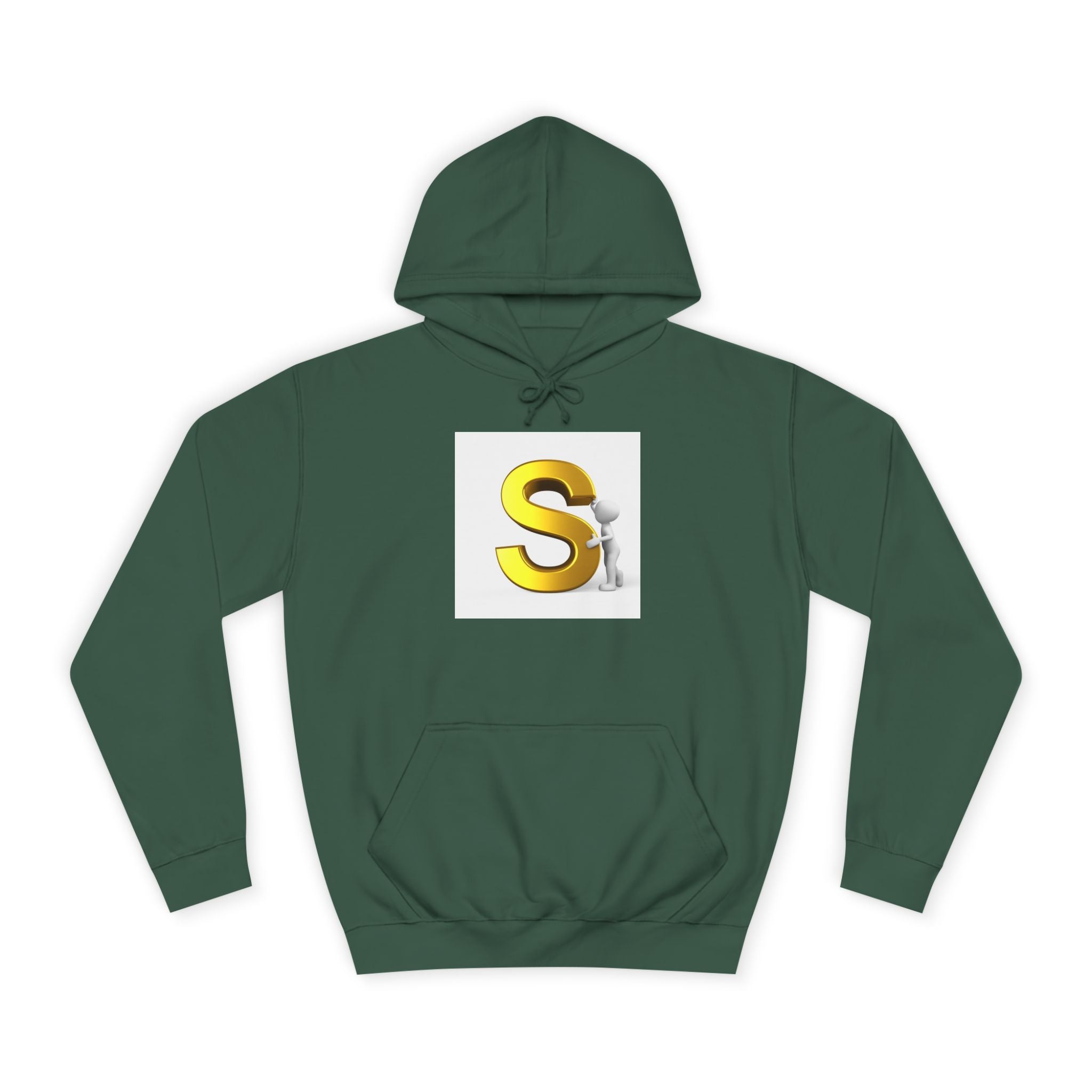 Gold Letter S with Character Hoodie | Initial Monogram Sweatshirt