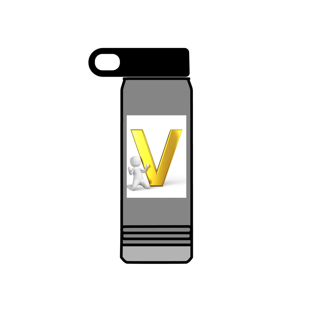 Gold Letter V Monogram Water Bottle | Personalized Initial 20oz