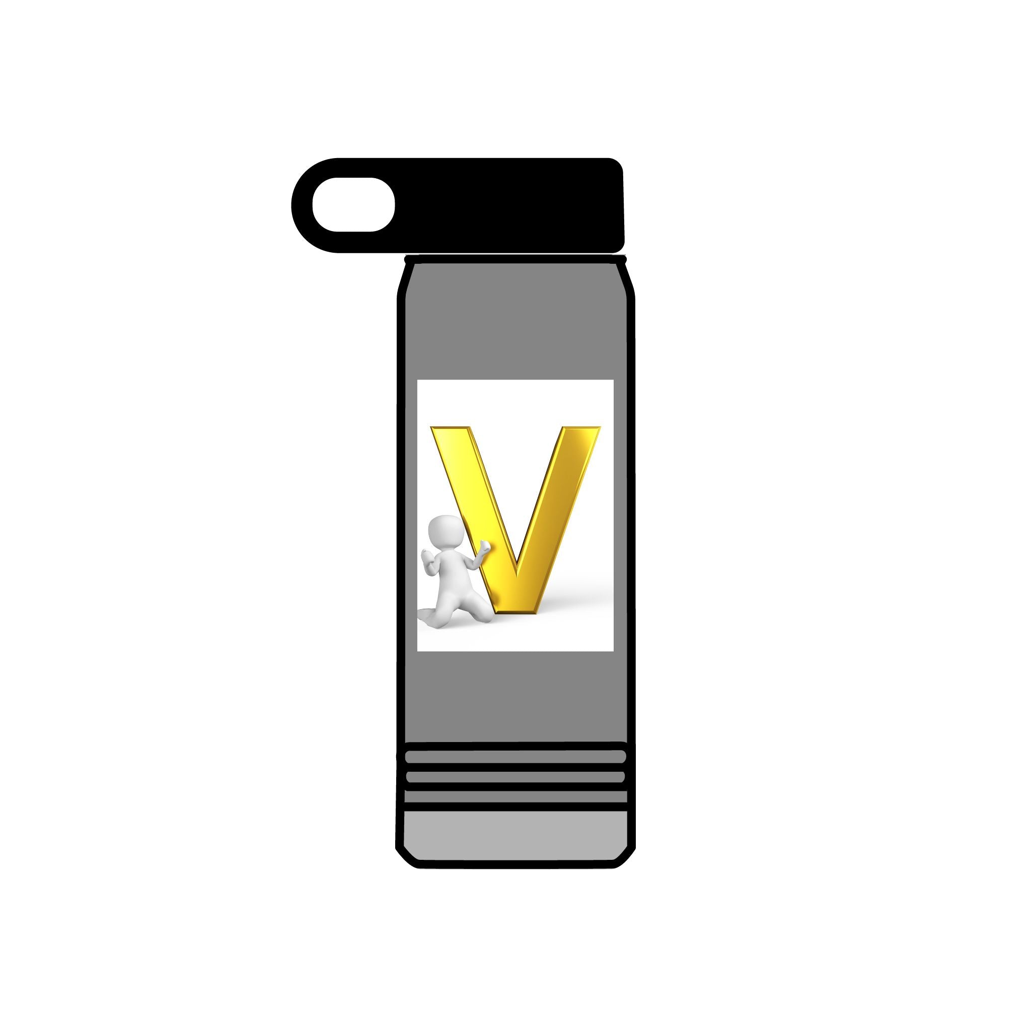 Gold Letter V Monogram Water Bottle | Personalized Initial 20oz