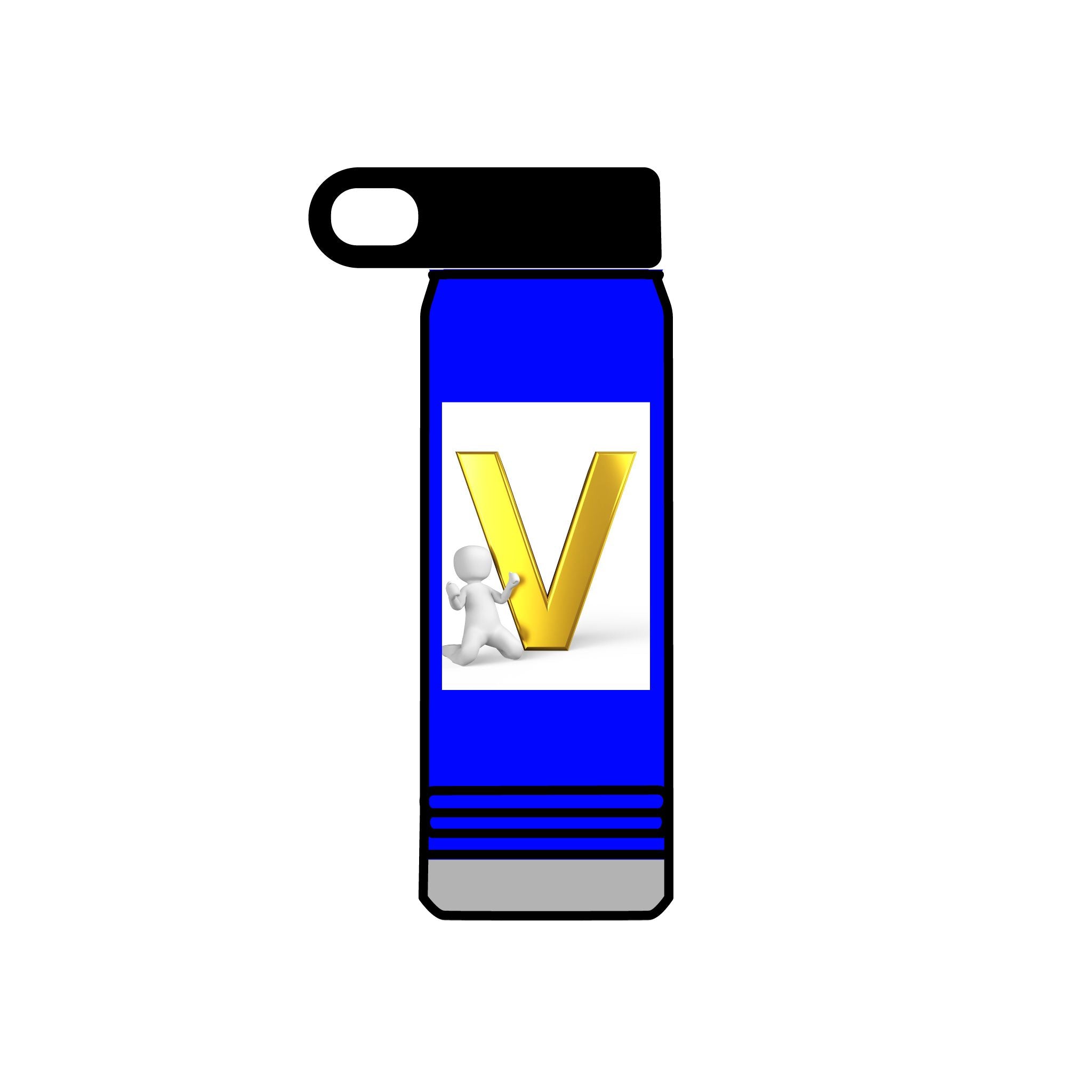 Bouteille d'eau Monogramme Lettre V Dorée | Initiale Personnalisée 590 ml