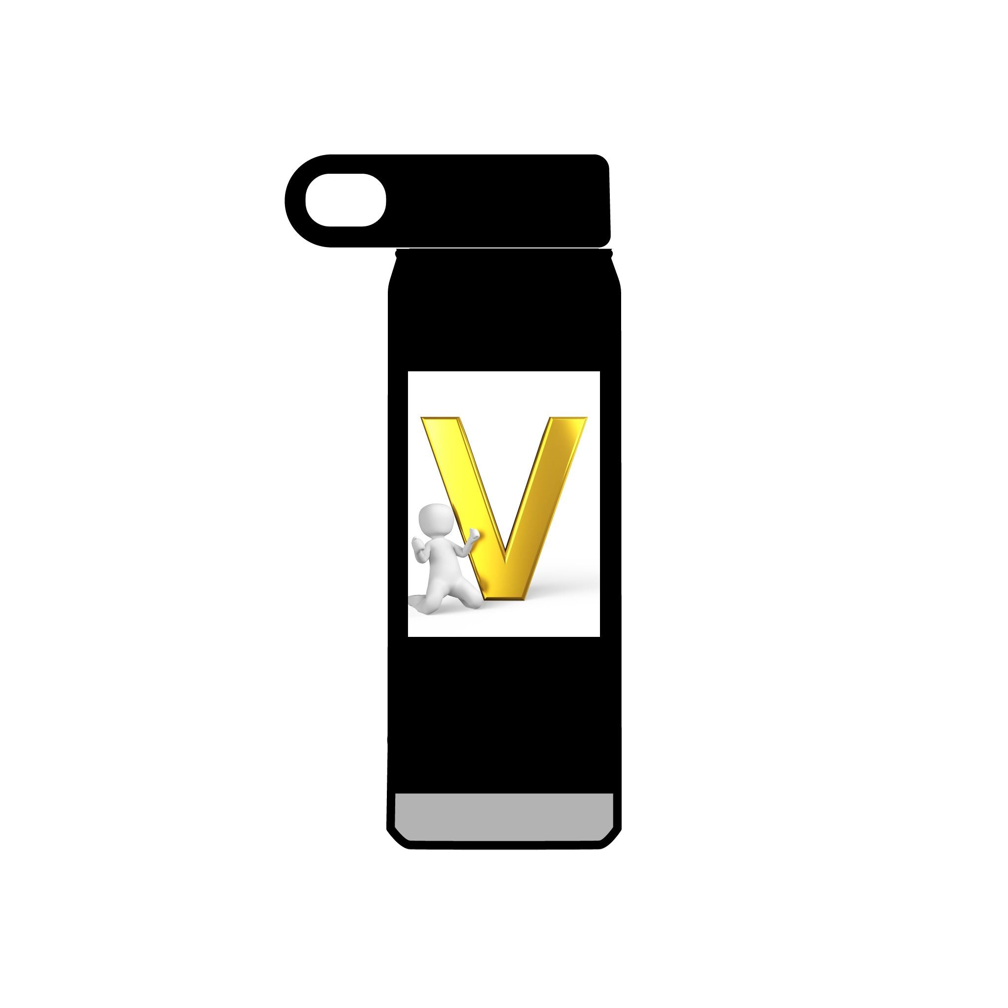 Bouteille d'eau Monogramme Lettre V Dorée | Initiale Personnalisée 590 ml