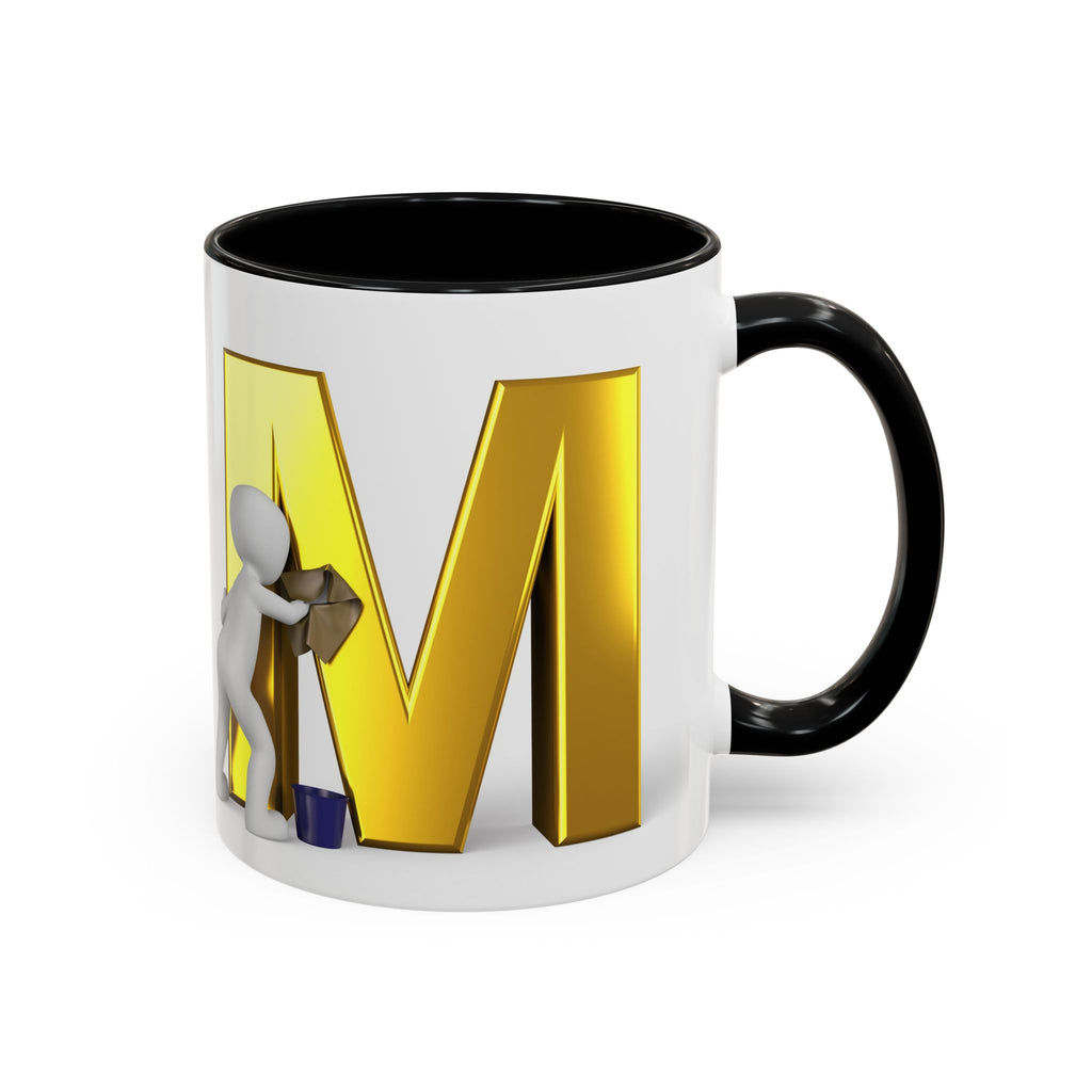 Goldfarbene Buchstabe M mit Farbklecks-Akzent Tasse | Kaffeetasse