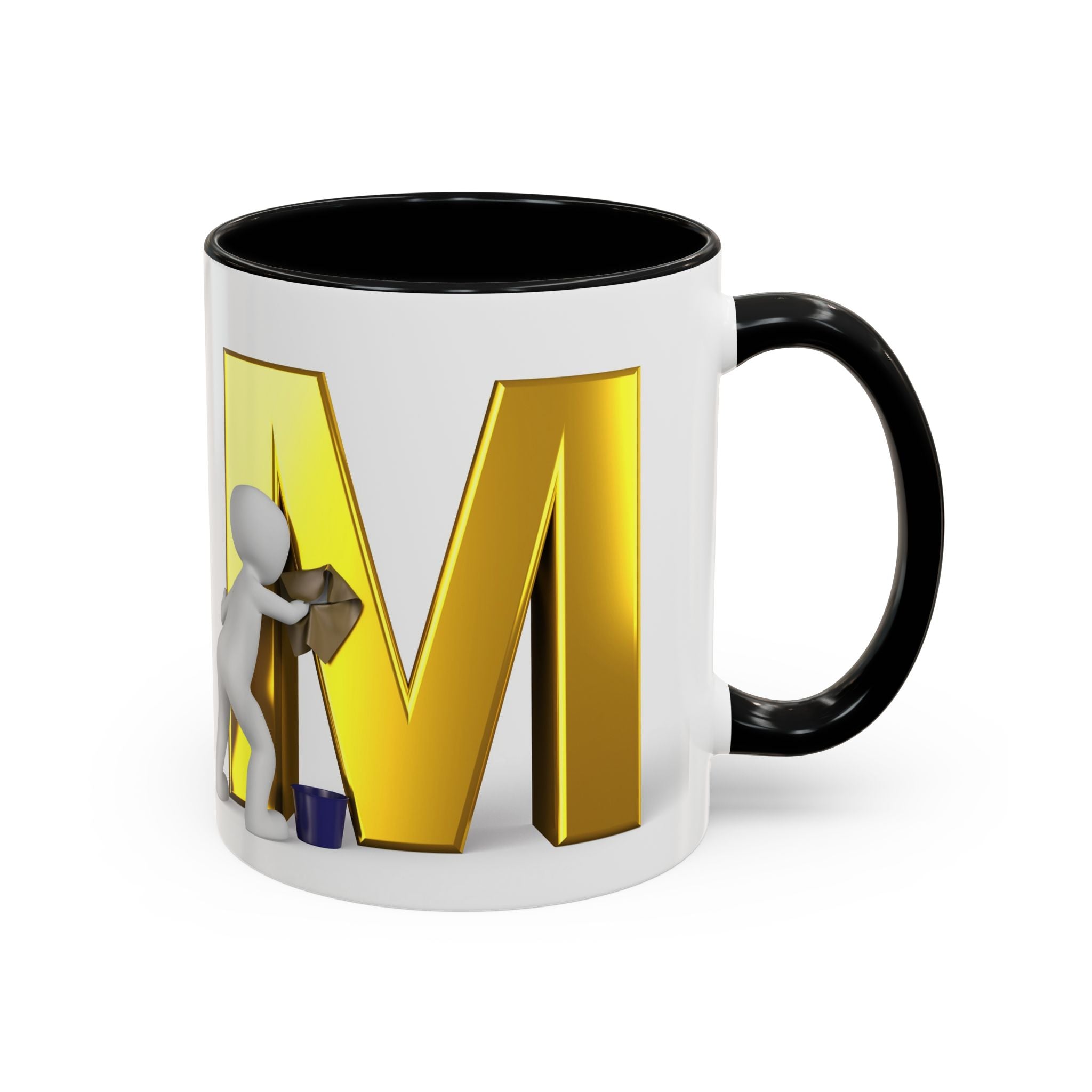 Goldfarbene Buchstabe M mit Farbklecks-Akzent Tasse | Kaffeetasse