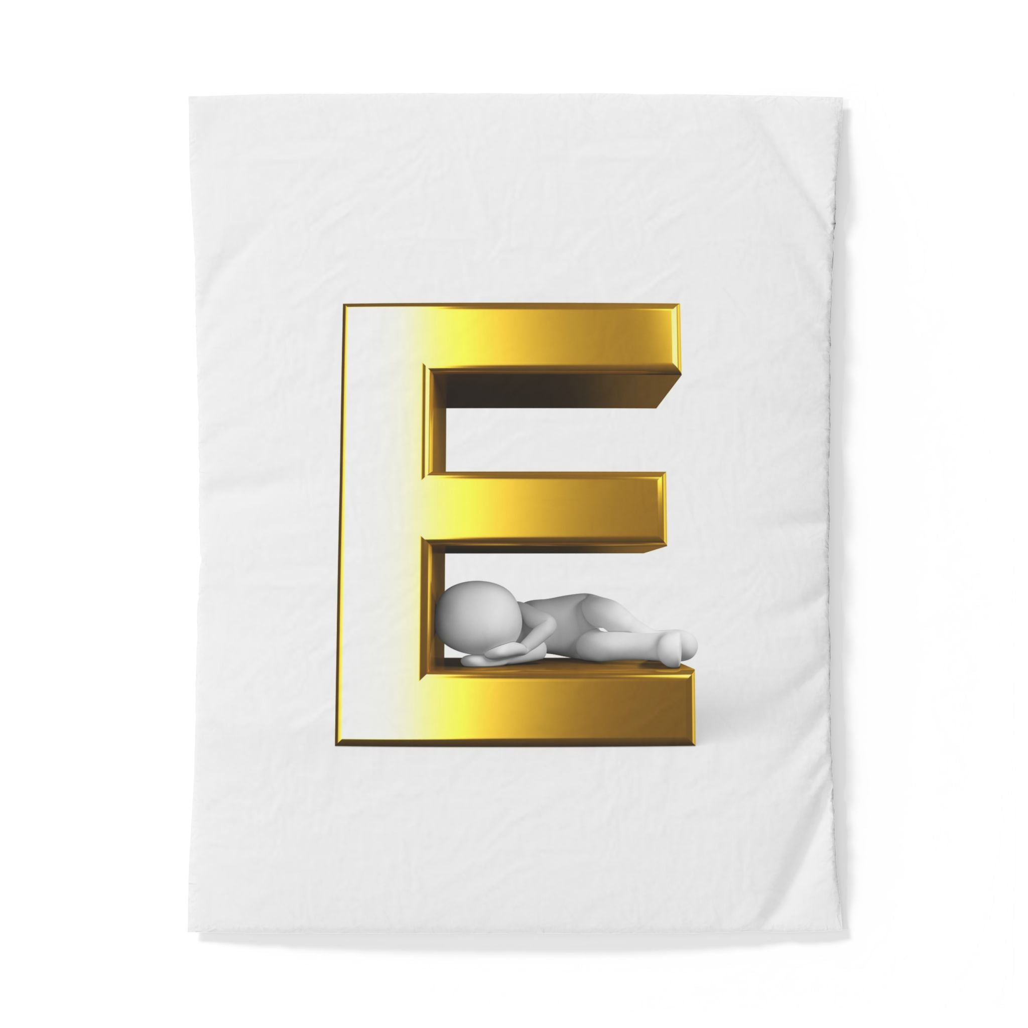 Golden Letter E with Sleeping Figure duvet cover | Initial monogram bedding