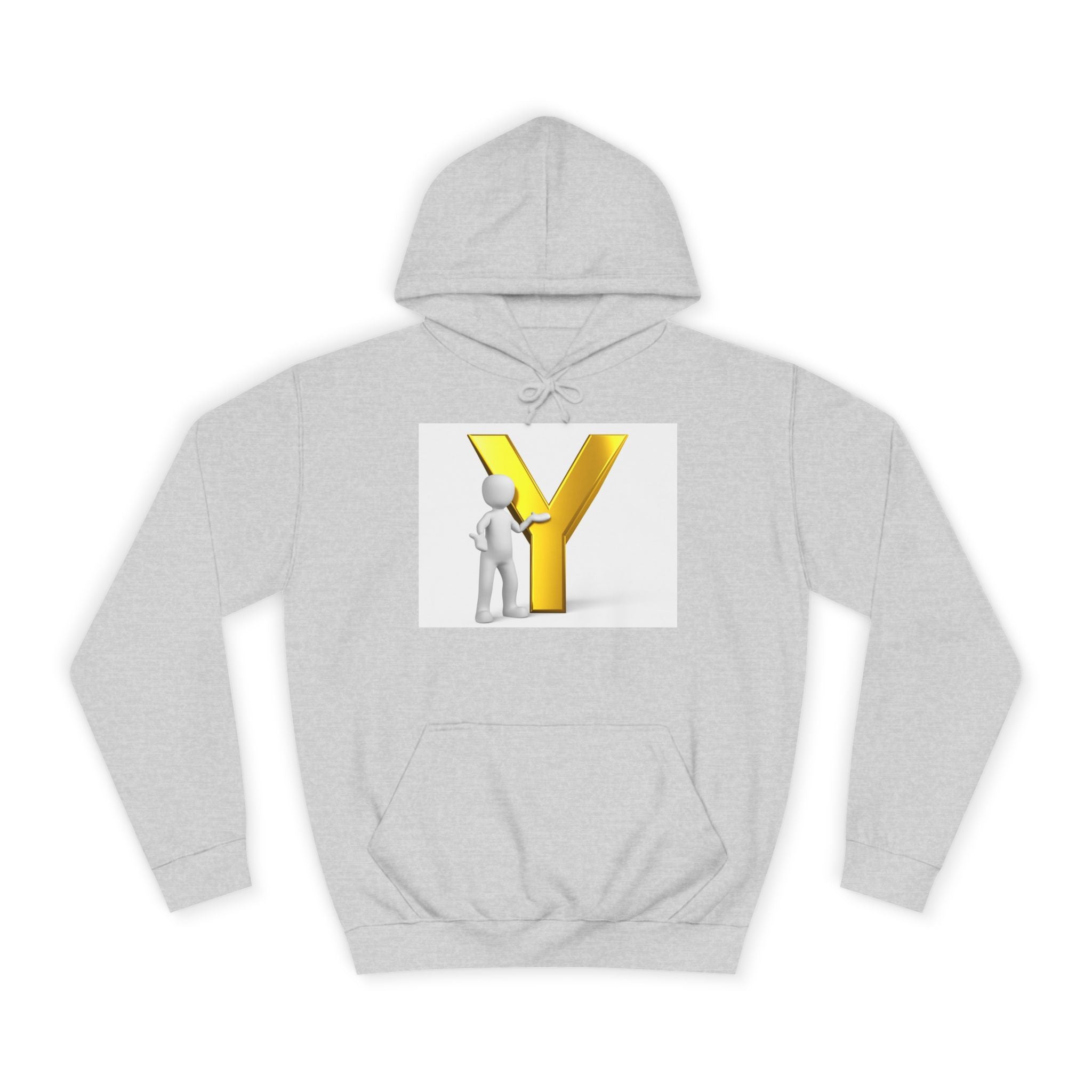 Sweat à capuche lettre Y en or 3D avec figurine | Monogramme initial
