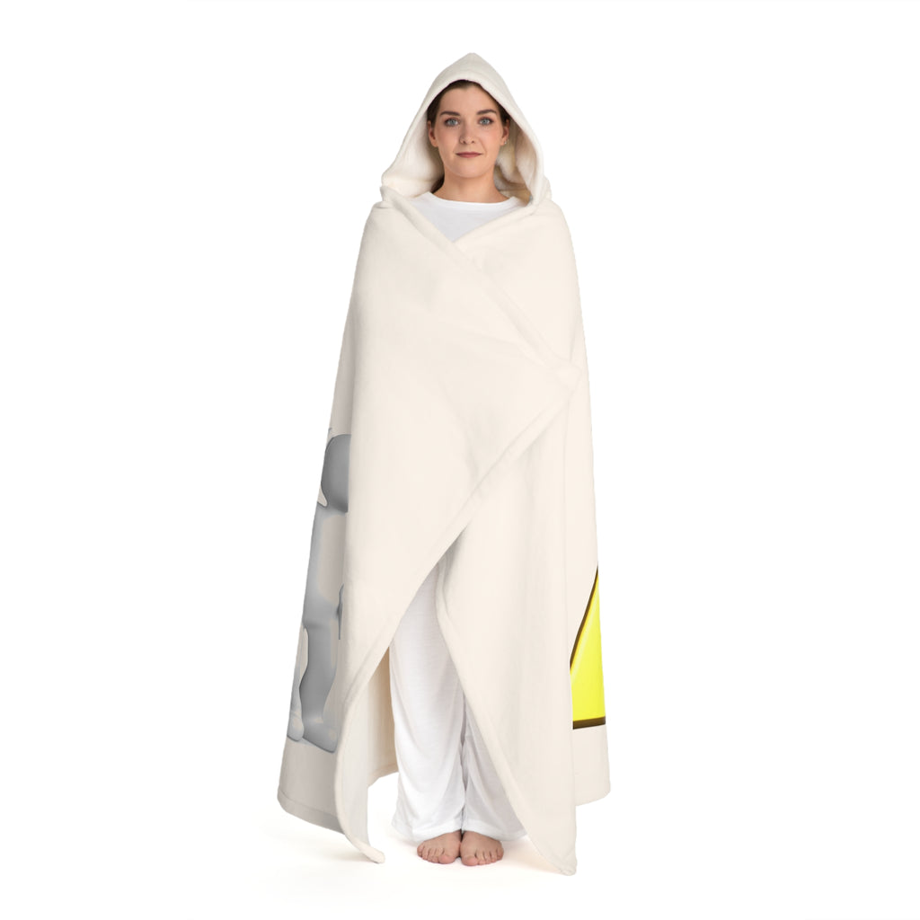 Gold Letter A With Figure Cozy Hooded Sherpa Fleece Blanket | Wearable Throw