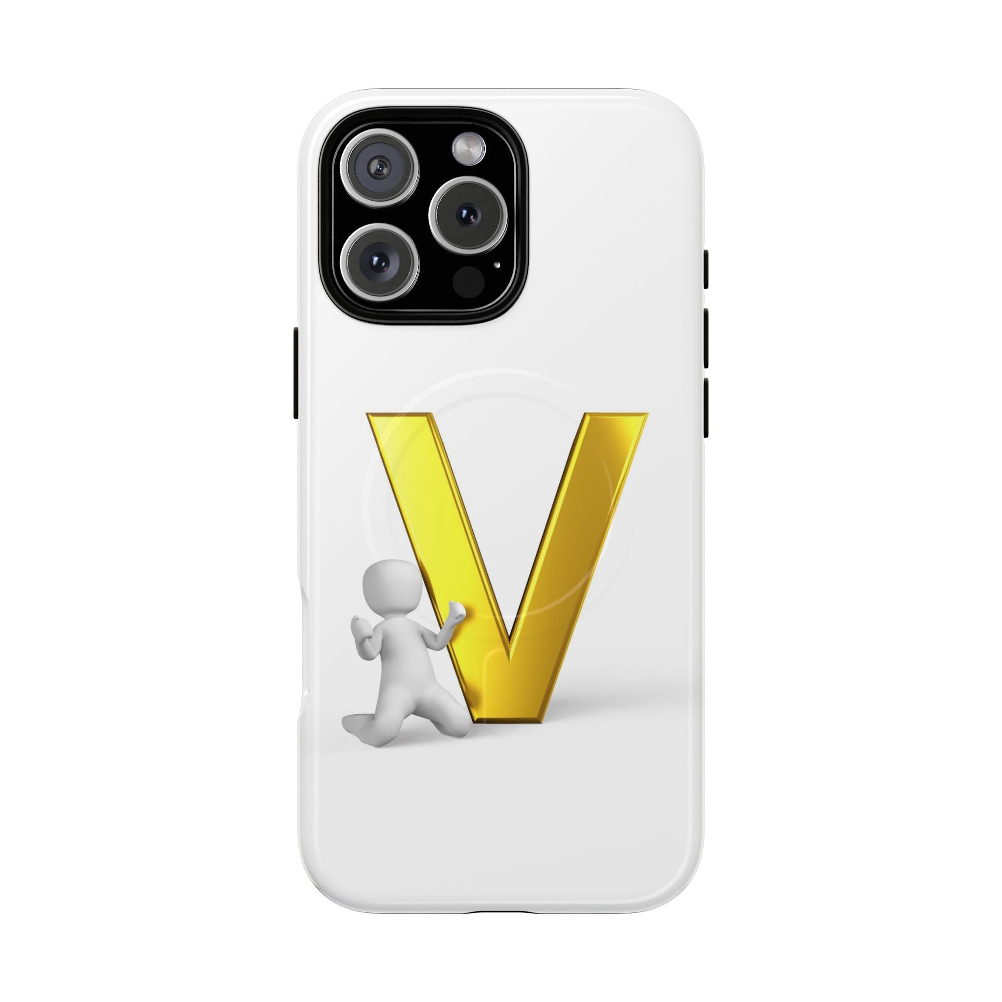 Coque de téléphone à monogramme lettre V dorée | Coque magnétique résistante