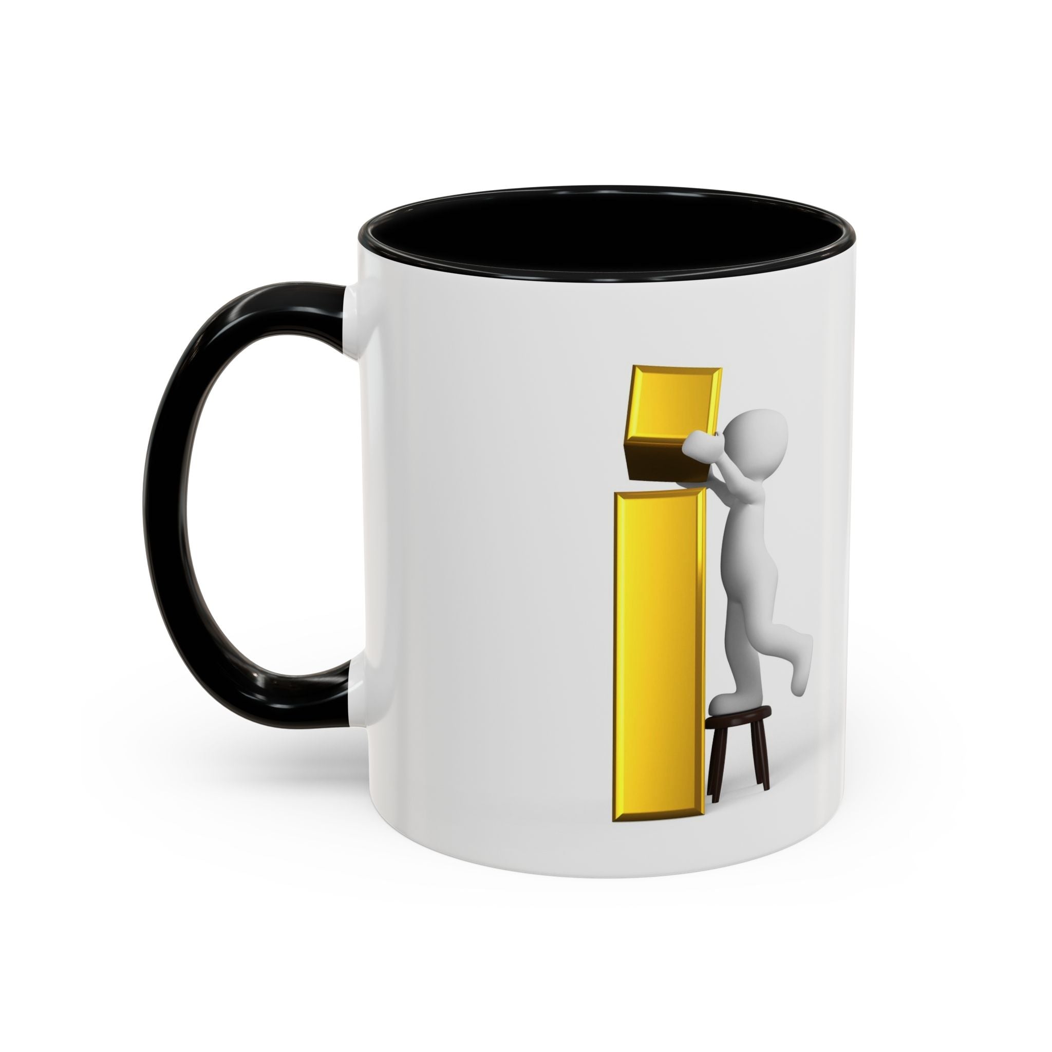 3D Figure Climbing Gold Letter i Mug | Accent Coffee Mug