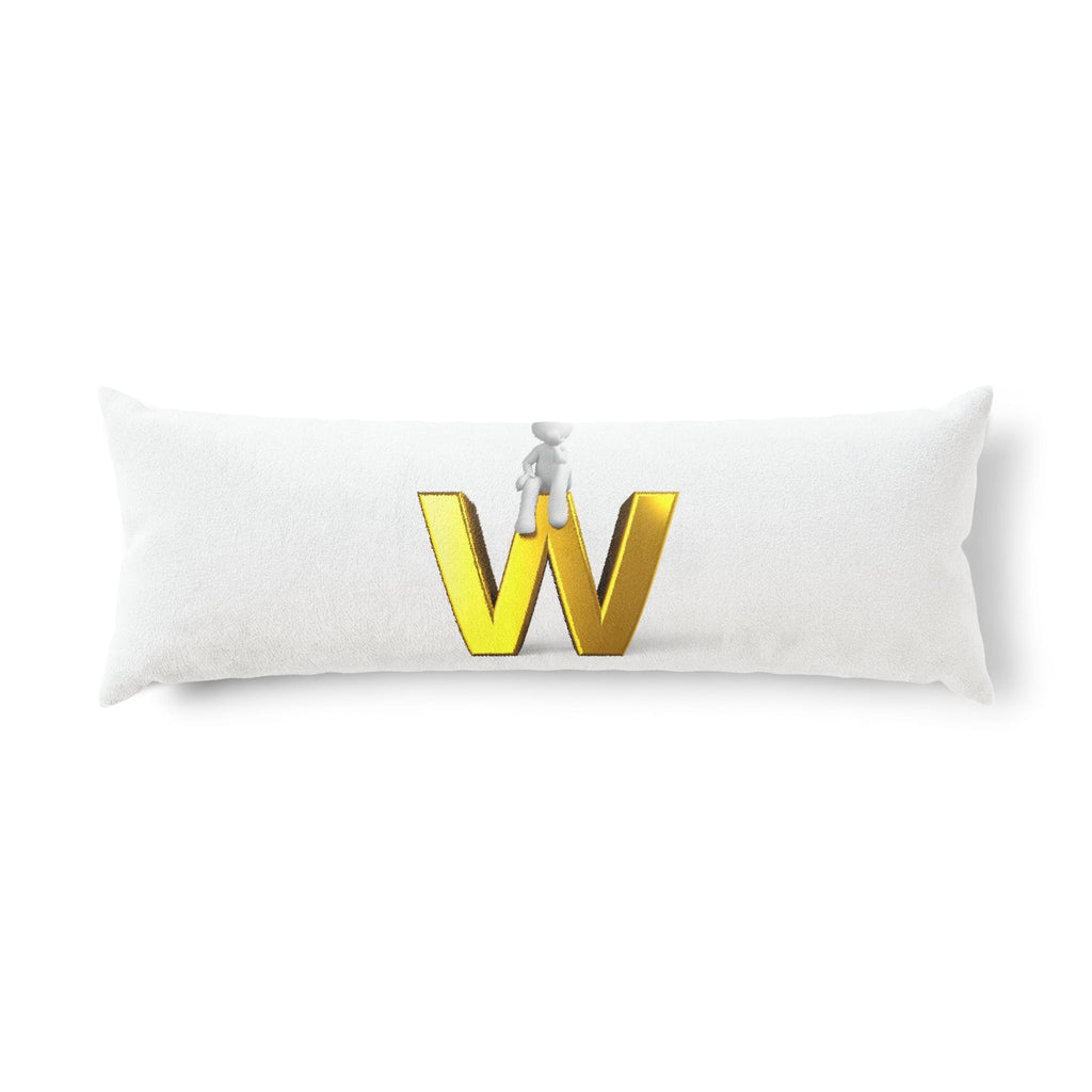 Gold Letter W with Figure Body Pillow | Monogram Initial Pillow