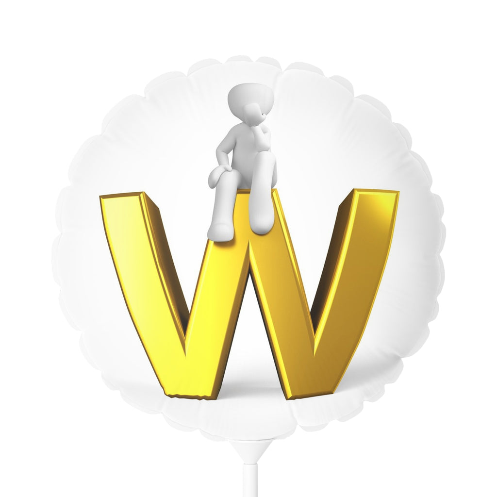 Gold Letter W Balloon Round Foil Balloon
