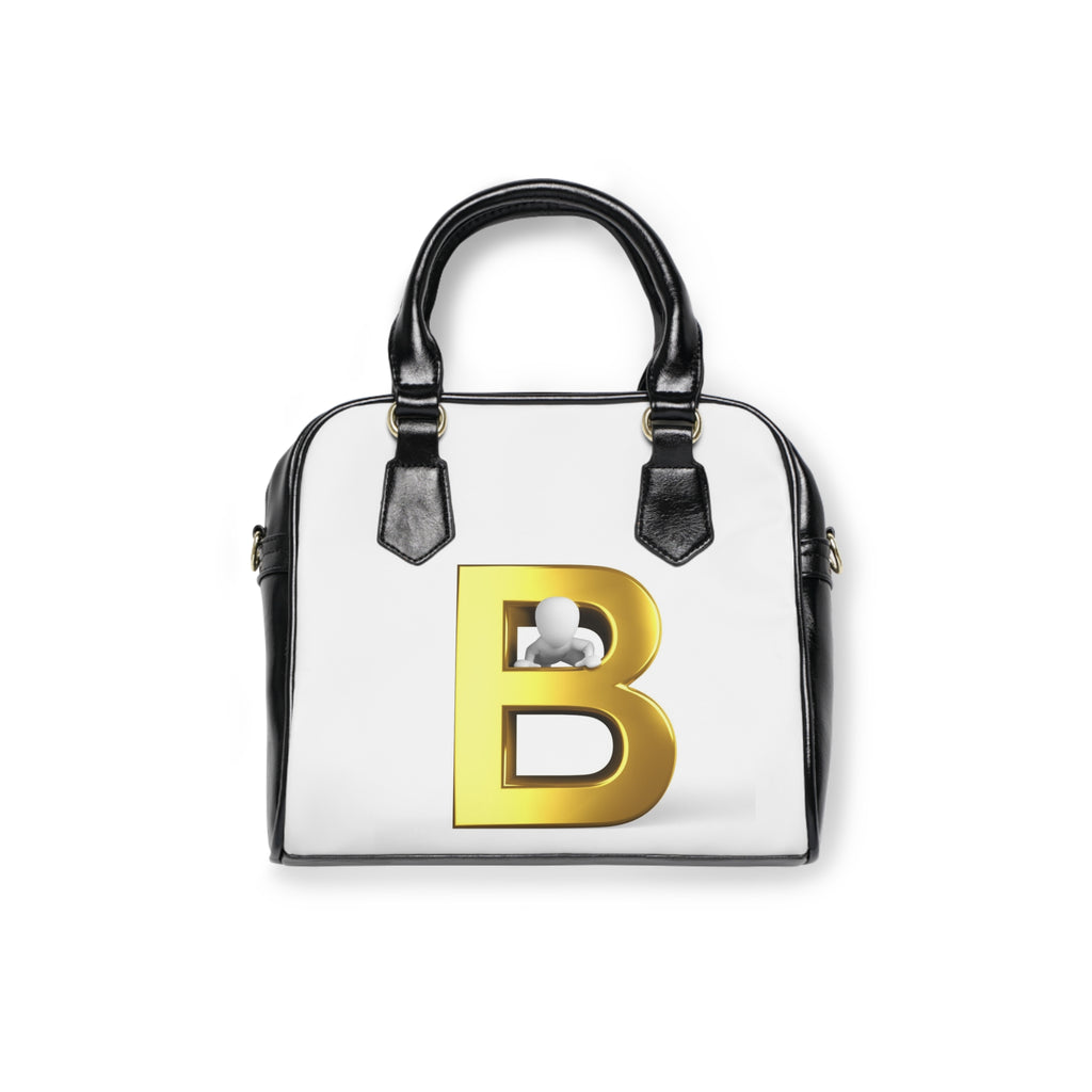 Gold Monogram B Shoulder Handbag | Initial Letter B Purse