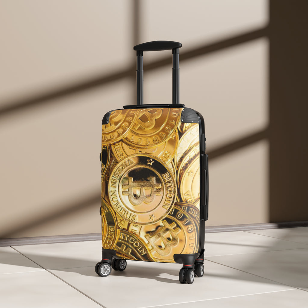 Bitcoin Coin Pattern Suitcase | Crypto Travel Luggage