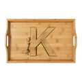 Engraved Letter K Bamboo Serving Tray | Personalized Monogram Tray