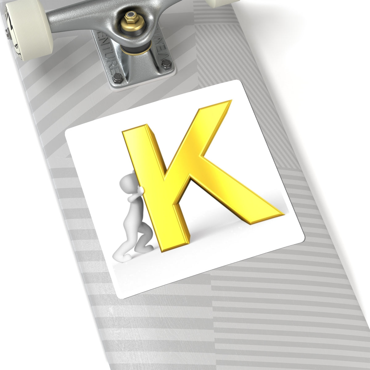 Yellow 3D Letter K Sticker | Kiss-Cut Letter K Decal