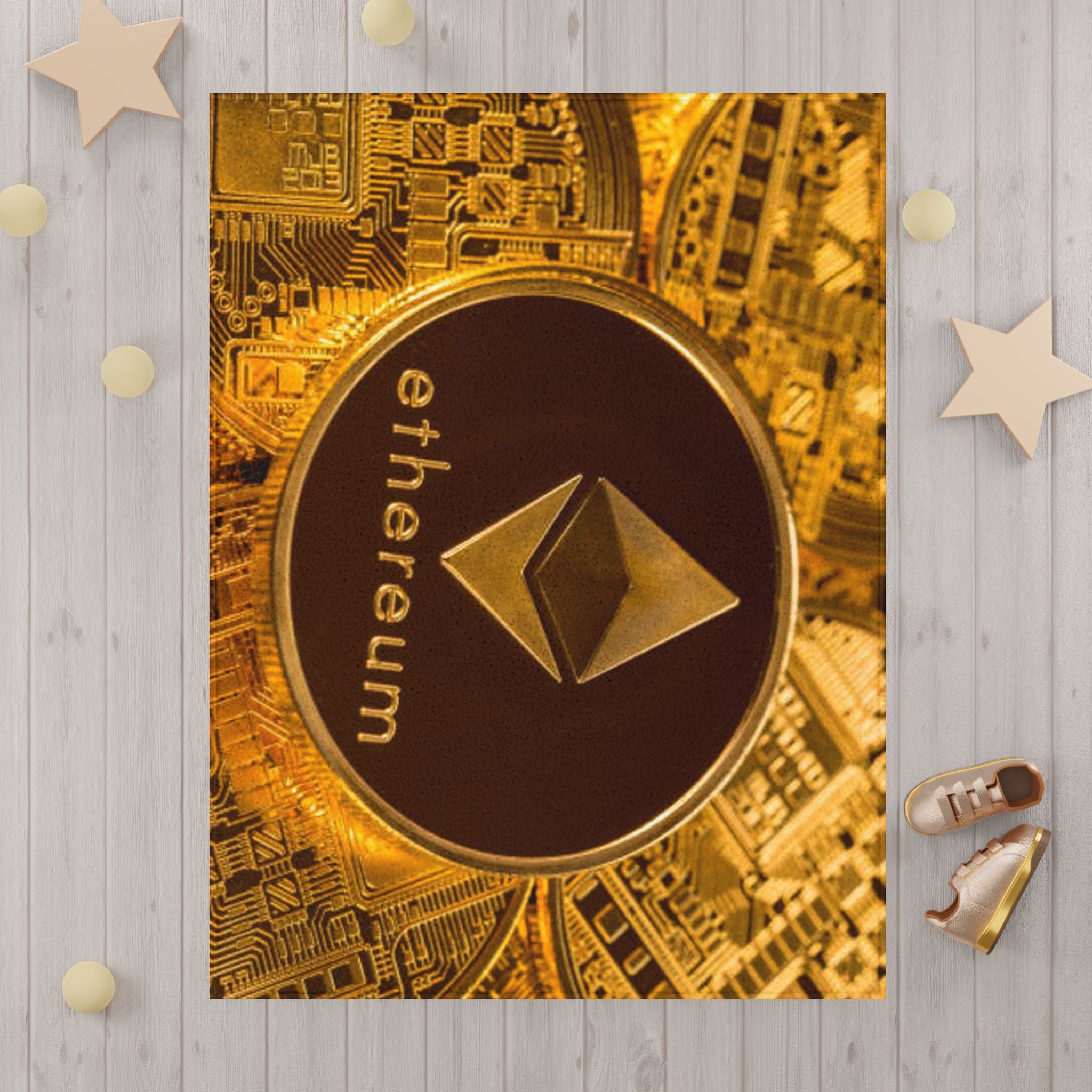 Ethereum Coin Toddler Blanket | Crypto Logo, Gold Circuitry