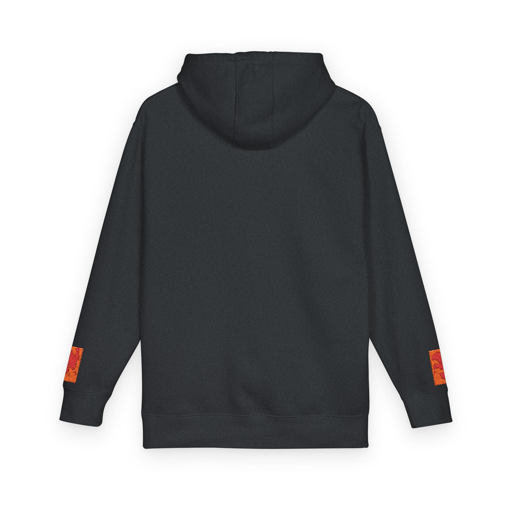 Orange Phoenix Pixel Art Hoodie | Square Chest & Sleeve Patch