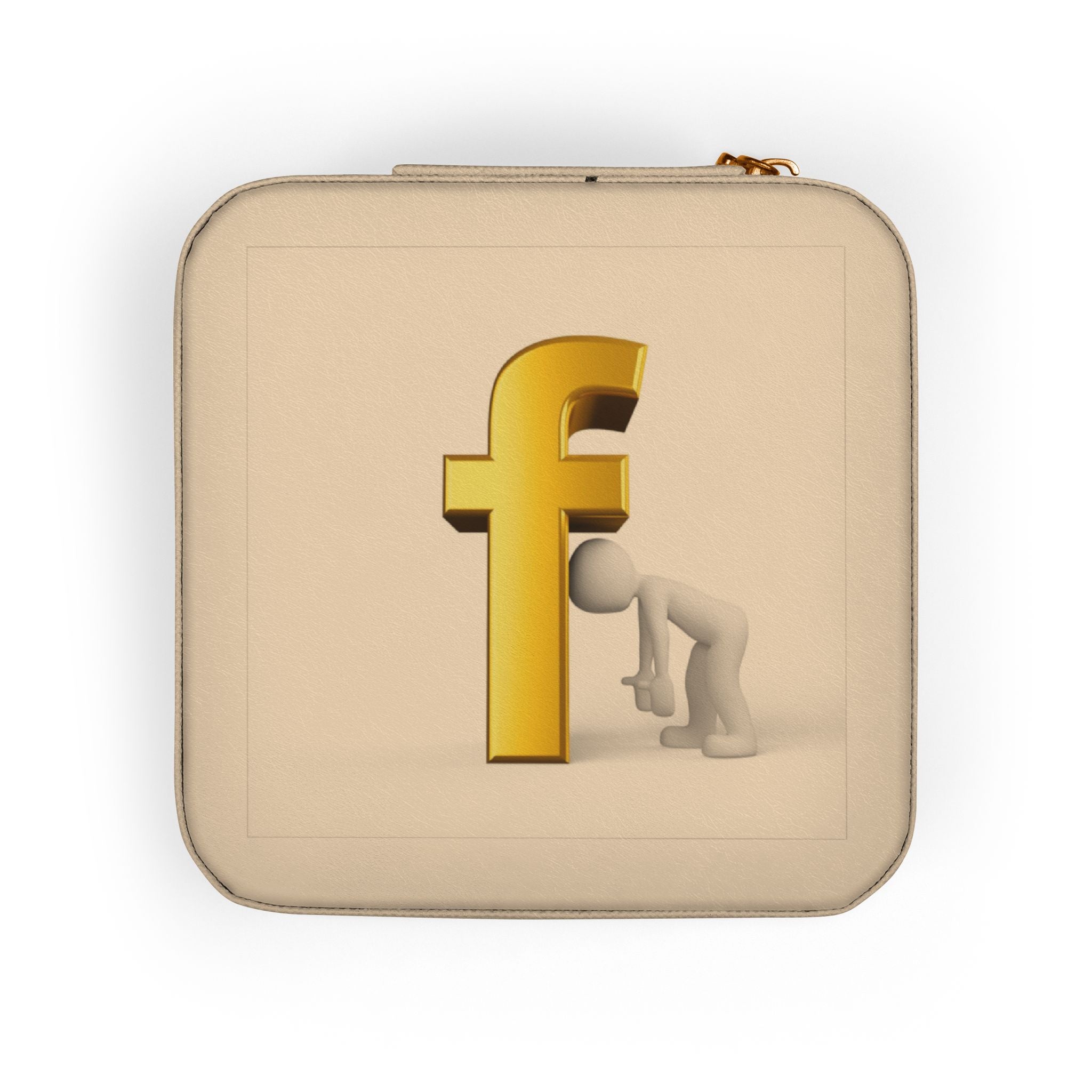Gold Letter F Monogram Jewelry Travel Case | Compact Square Ring Organizer