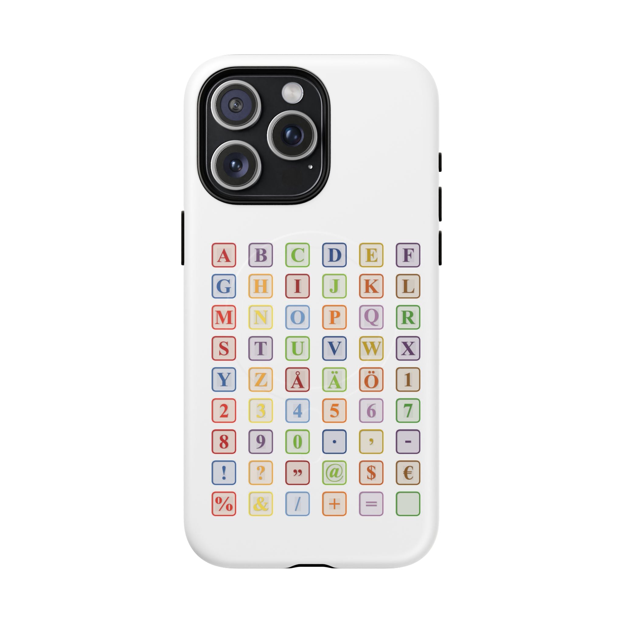 Coque de téléphone Alphabet Blocks | Coque magnétique résistante, grille de lettres colorées