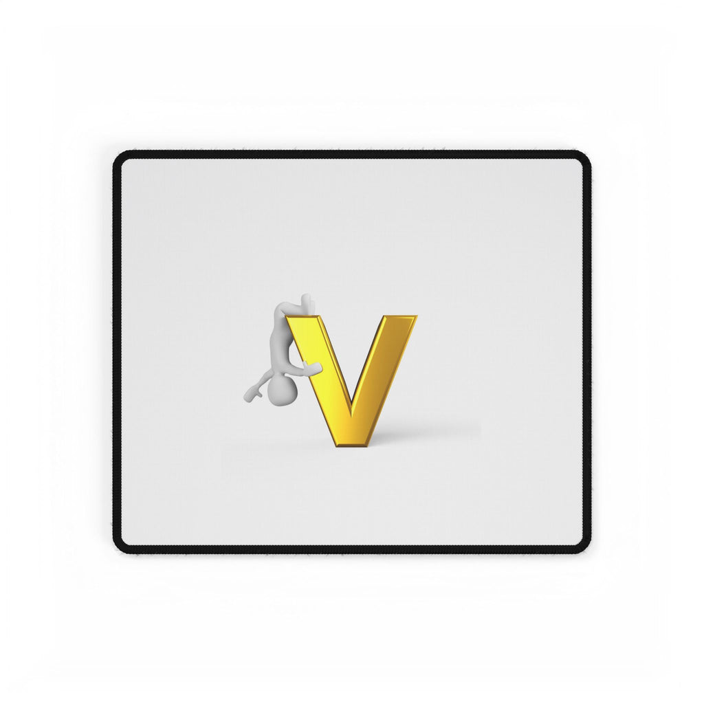 3D Gold Letter V with Figure Desk Mat | Oversized Mouse Pad