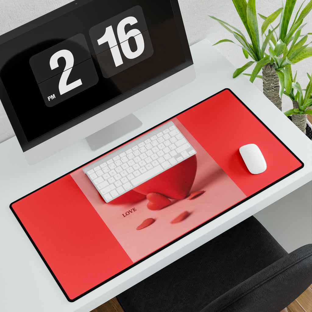 Red 3D Hearts Desk Mat | Valentine Love Mousepad
