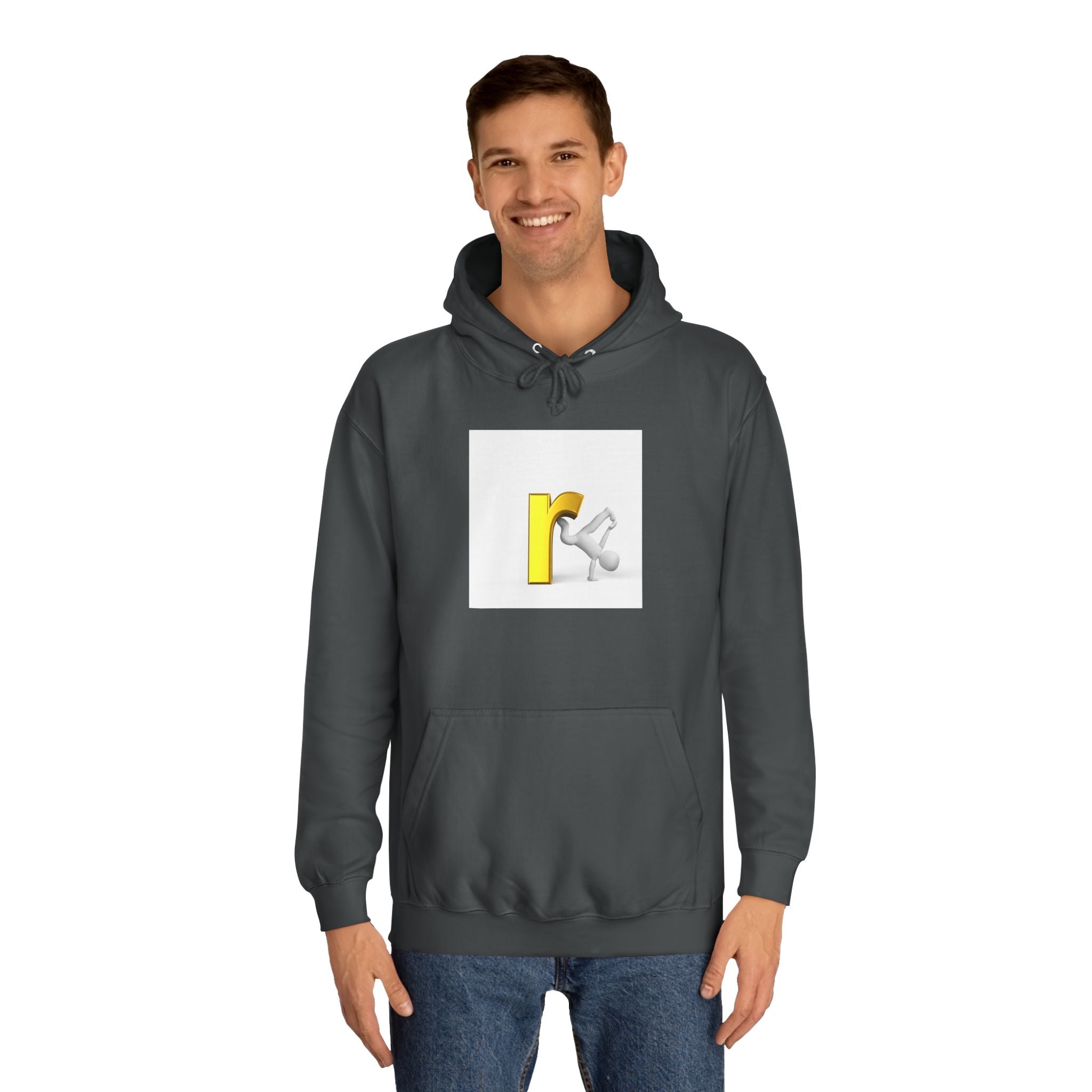 Yellow Letter R Character Hoodie | Playful Typographic Design