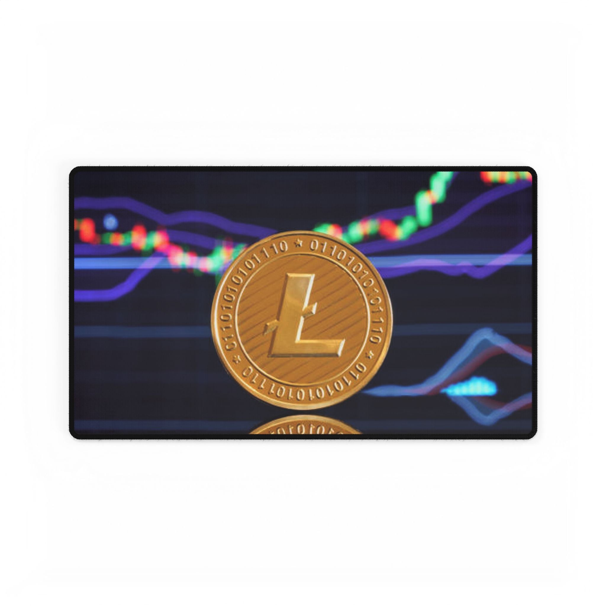 Tapis de bureau Litecoin avec graphique crypto | Tapis de souris de jeu de cryptomonnaie