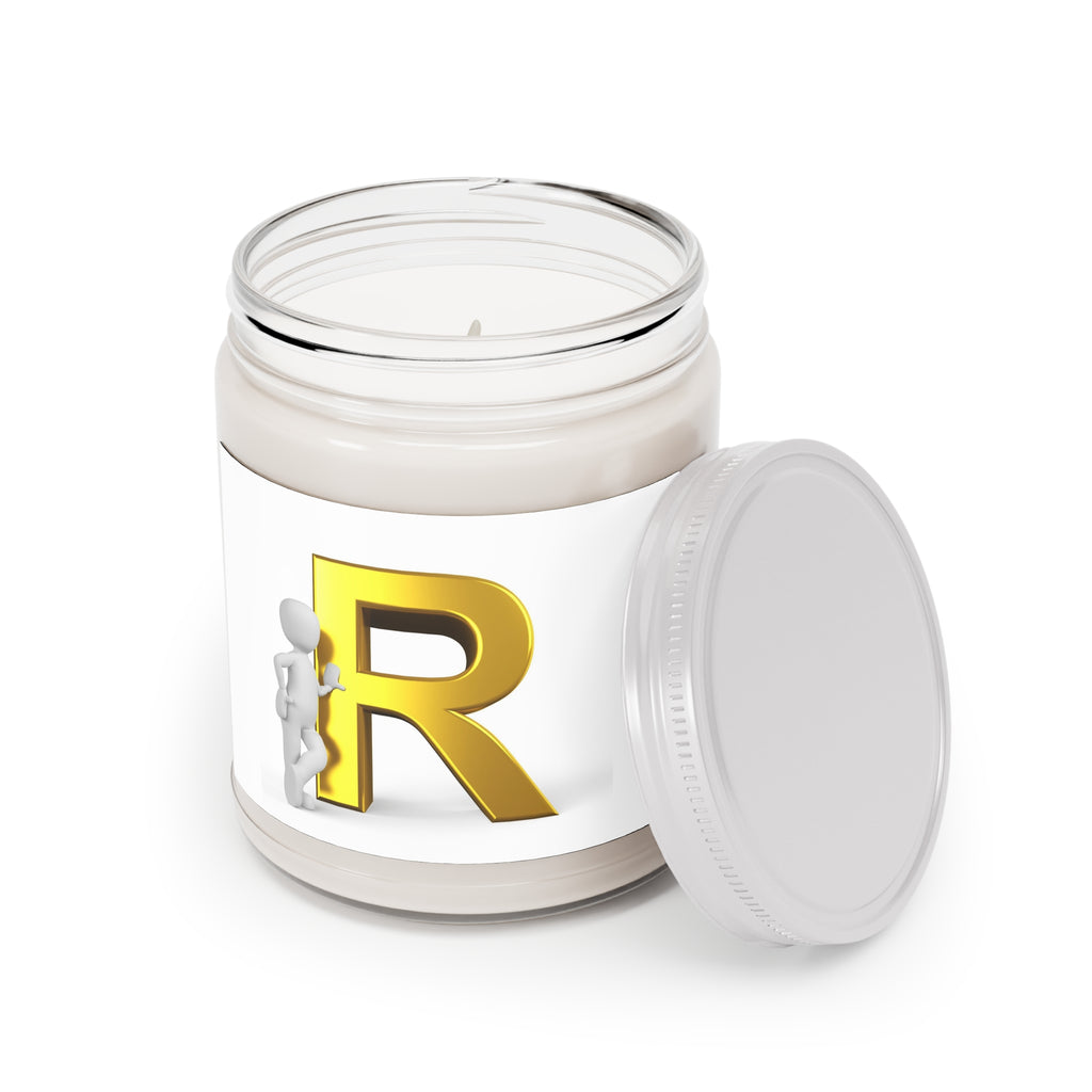 Scented Soy Candles with White Lid | Gold Letter R 9oz