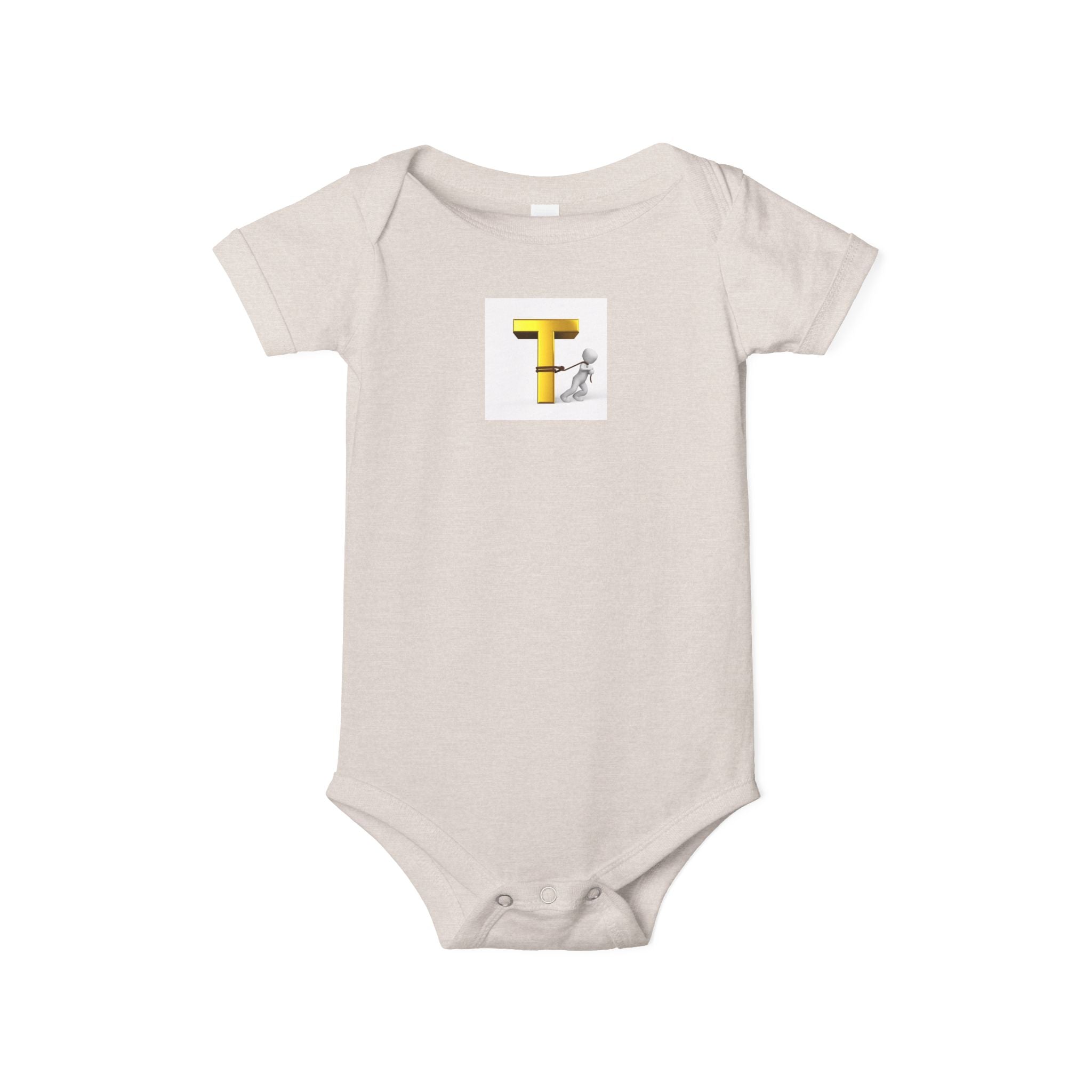 Body bébé Monogramme Jaune Lettre T avec motif enfant | Body bébé Monogramme