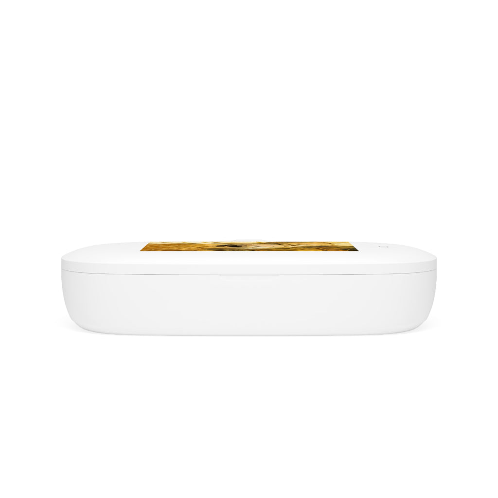Golden Bitcoin Coins UV Phone Sanitizer and Wireless Charging Pad | Crypto Design