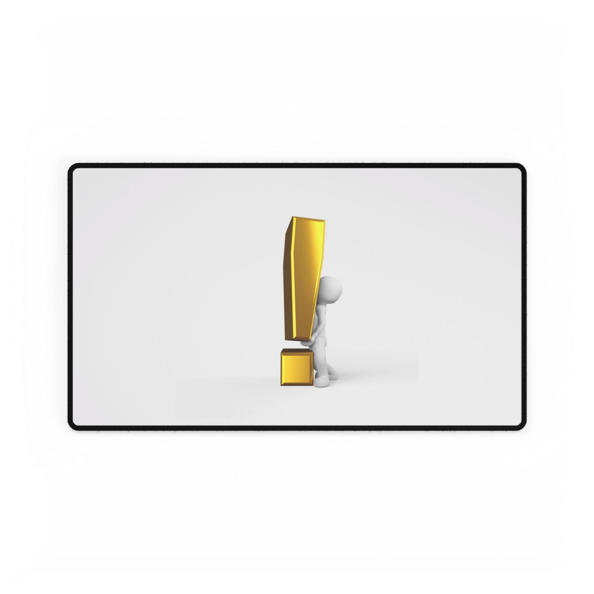 Gold Schreibtischunterlage mit Ausrufezeichen | Minimalistisches Büromousepad