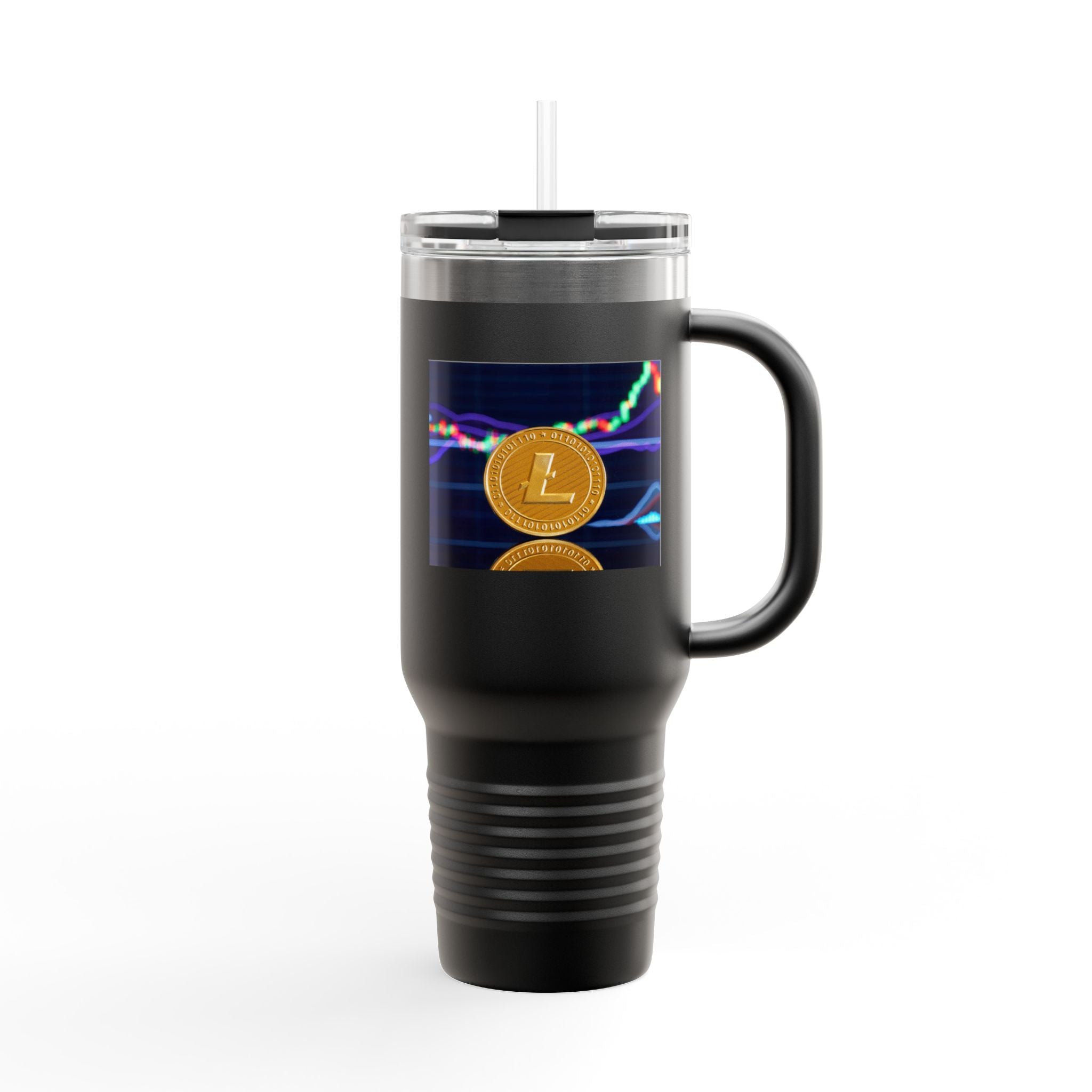 Litecoin Crypto Coin with Price Chart Tumbler | 40oz Insulated Travel Mug