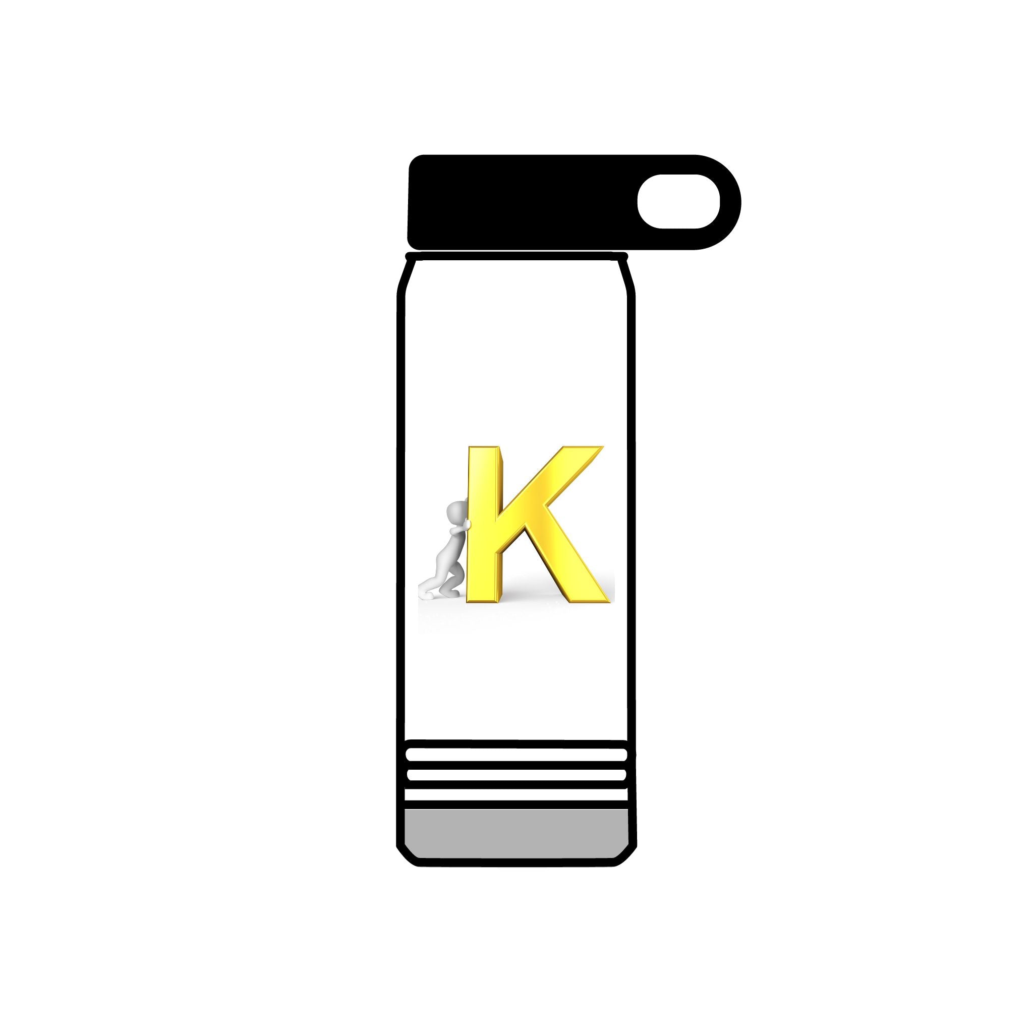 Yellow 3D K Monogram Water Bottle | Initial K Stainless Steel 20oz