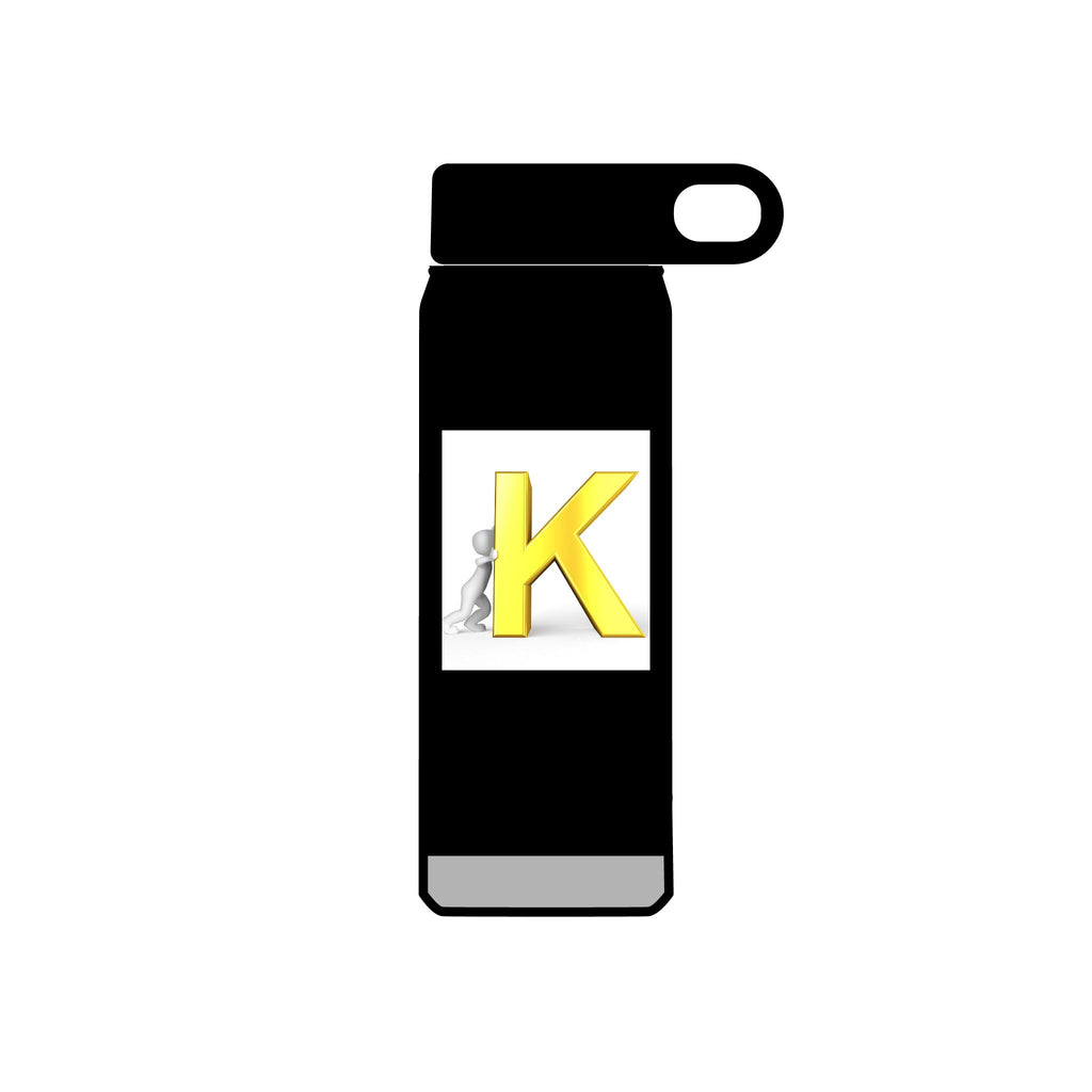 Yellow 3D K Monogram Water Bottle | Initial K Stainless Steel 20oz