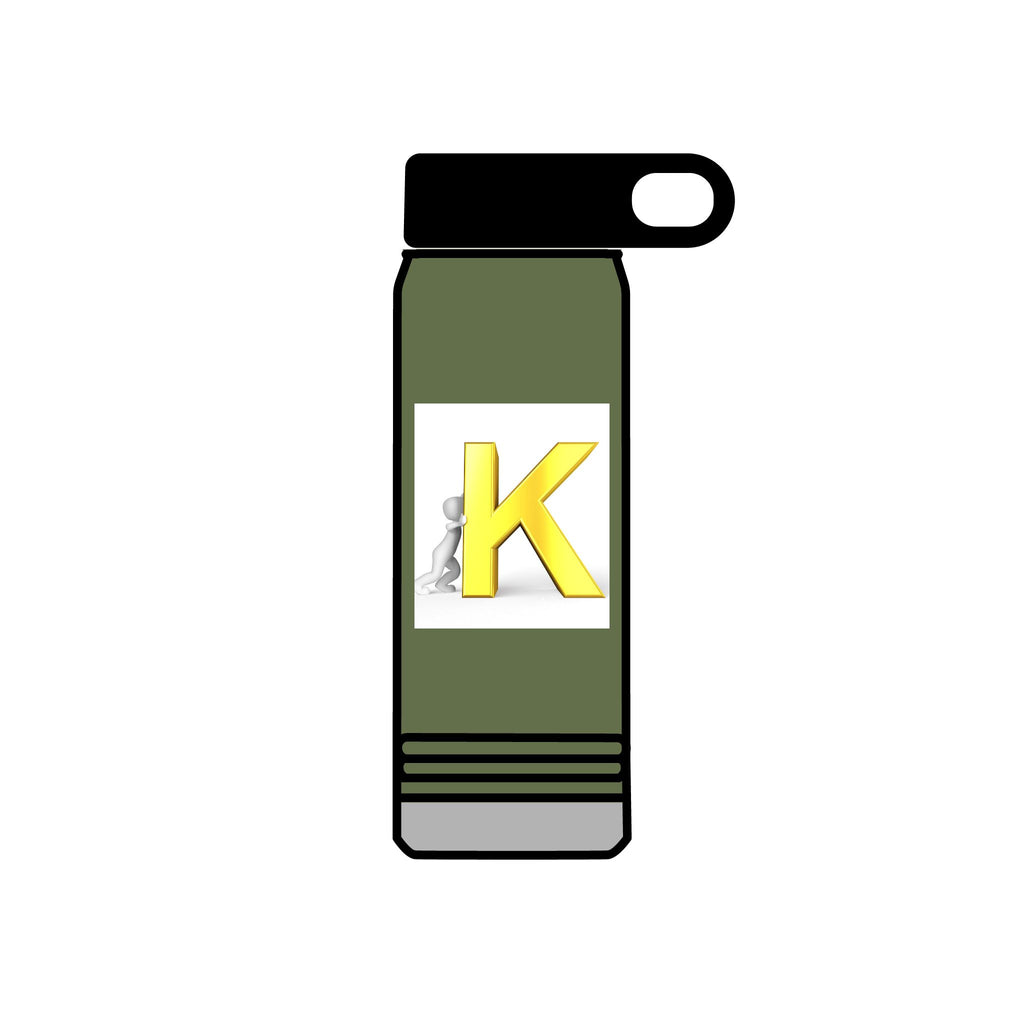 Yellow 3D K Monogram Water Bottle | Initial K Stainless Steel 20oz