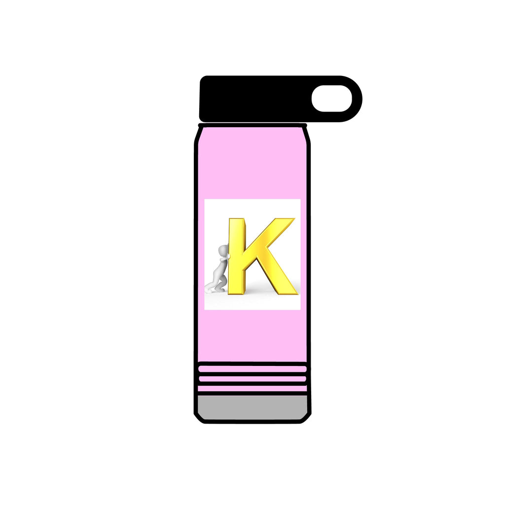 Yellow 3D K Monogram Water Bottle | Initial K Stainless Steel 20oz