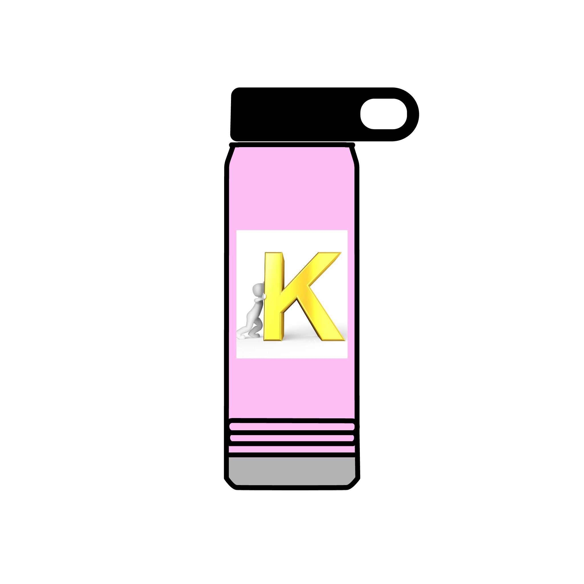 Yellow 3D K Monogram Water Bottle | Initial K Stainless Steel 20oz