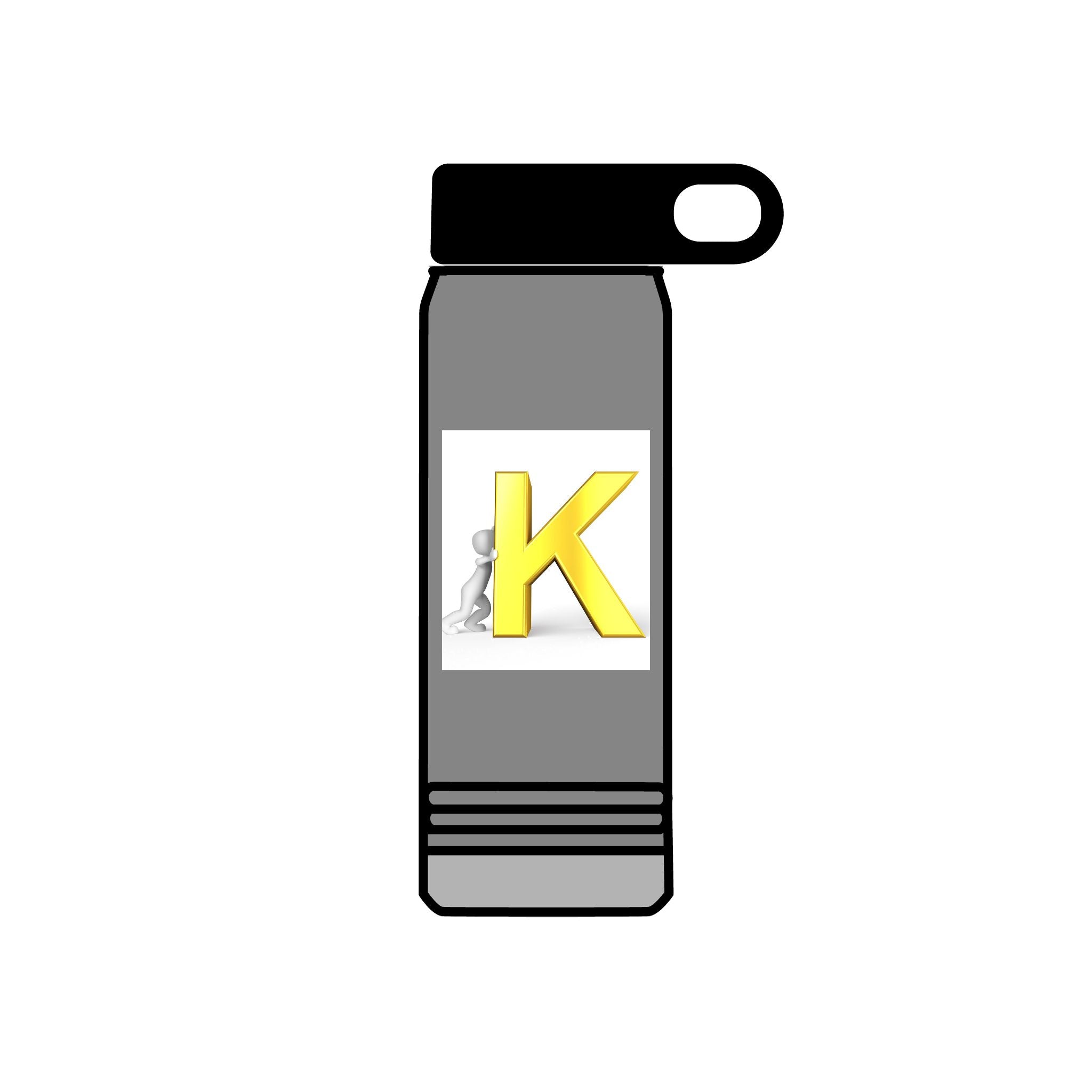 Yellow 3D K Monogram Water Bottle | Initial K Stainless Steel 20oz