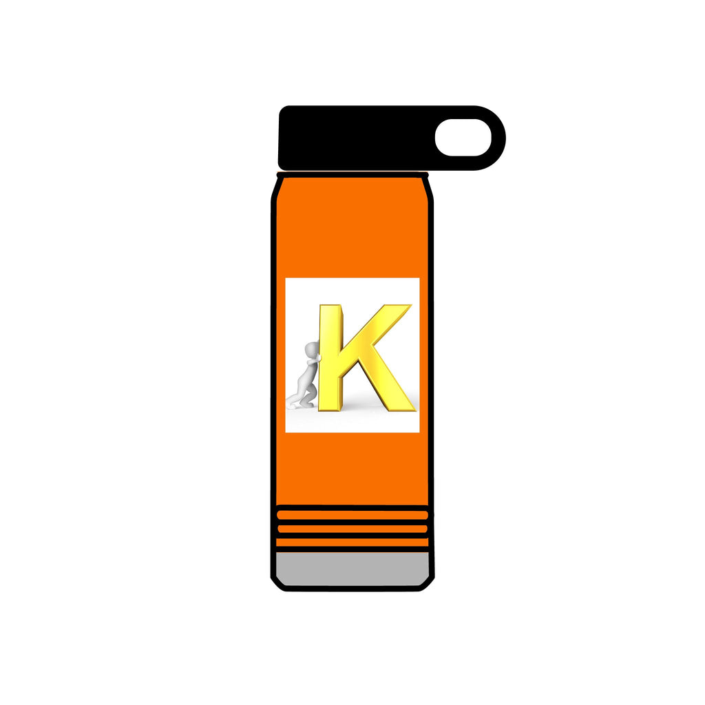 Yellow 3D K Monogram Water Bottle | Initial K Stainless Steel 20oz