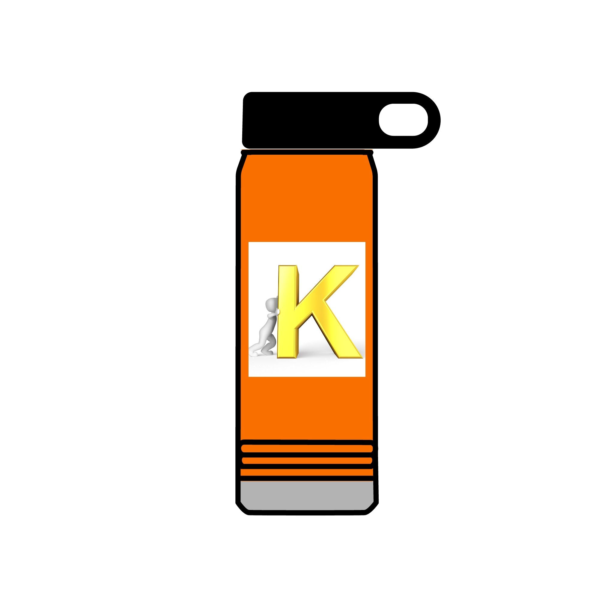 Yellow 3D K Monogram Water Bottle | Initial K Stainless Steel 20oz