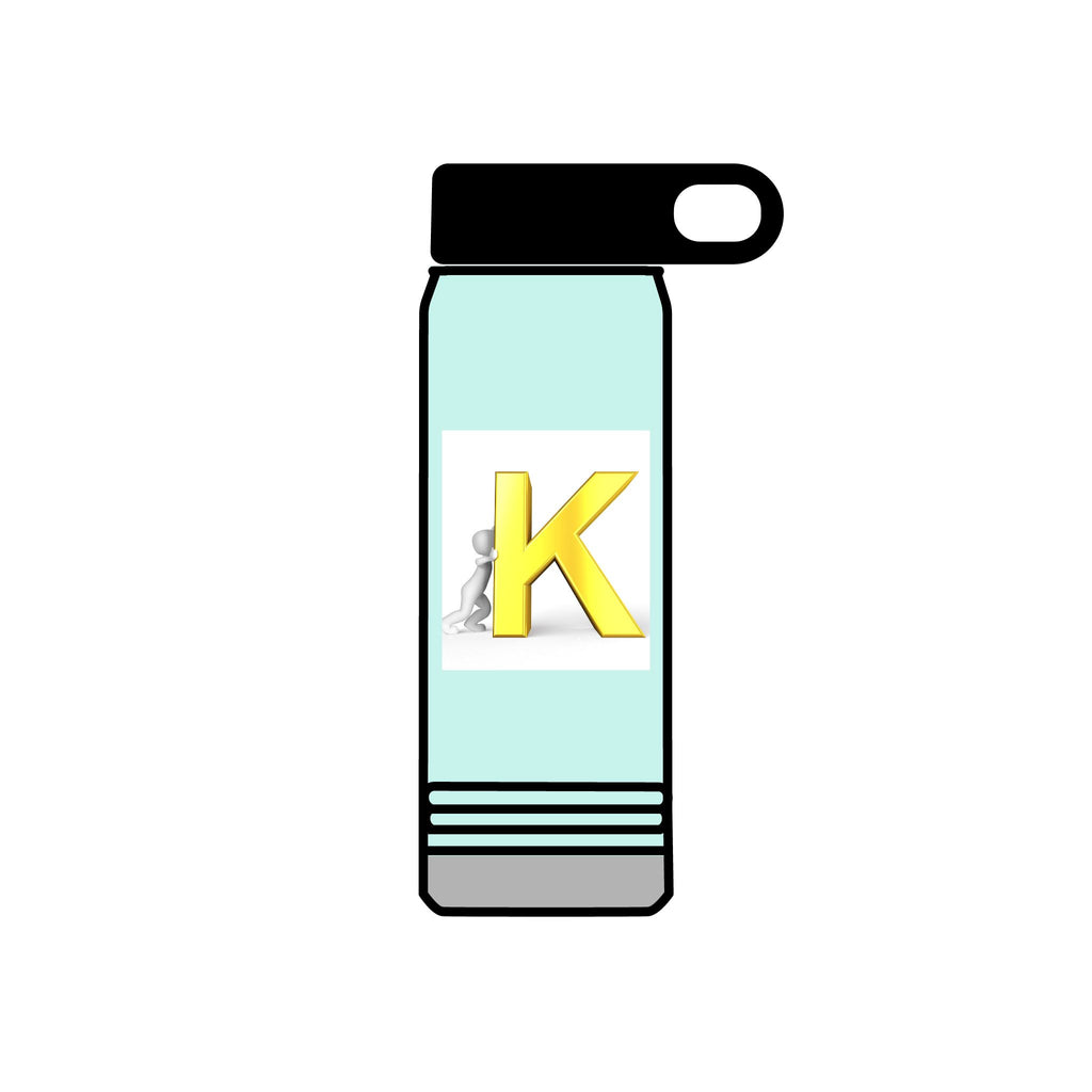 Yellow 3D K Monogram Water Bottle | Initial K Stainless Steel 20oz