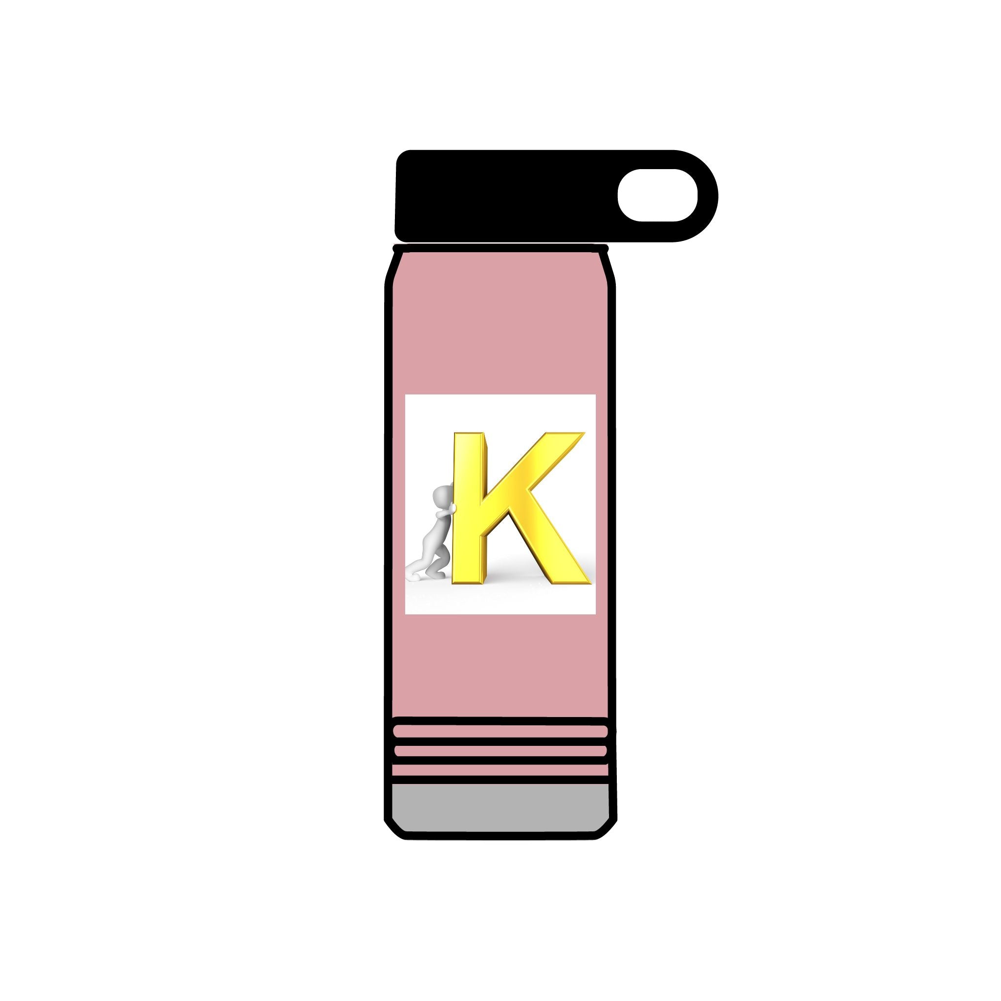 Yellow 3D K Monogram Water Bottle | Initial K Stainless Steel 20oz