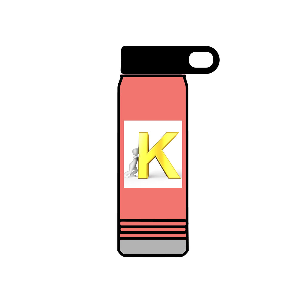 Yellow 3D K Monogram Water Bottle | Initial K Stainless Steel 20oz