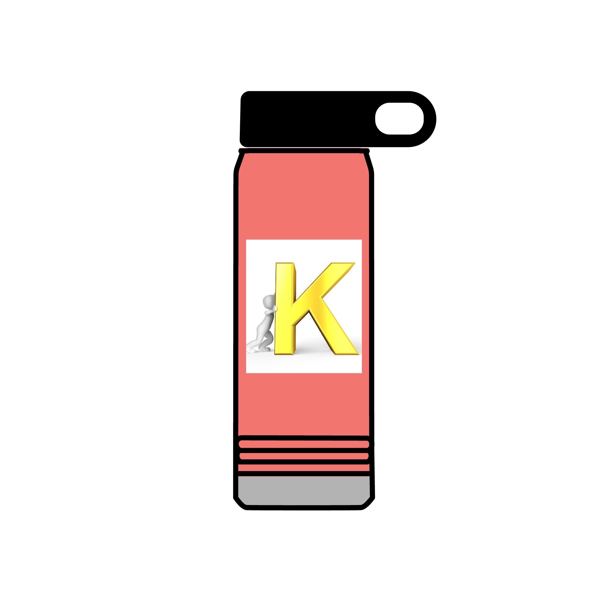 Yellow 3D K Monogram Water Bottle | Initial K Stainless Steel 20oz