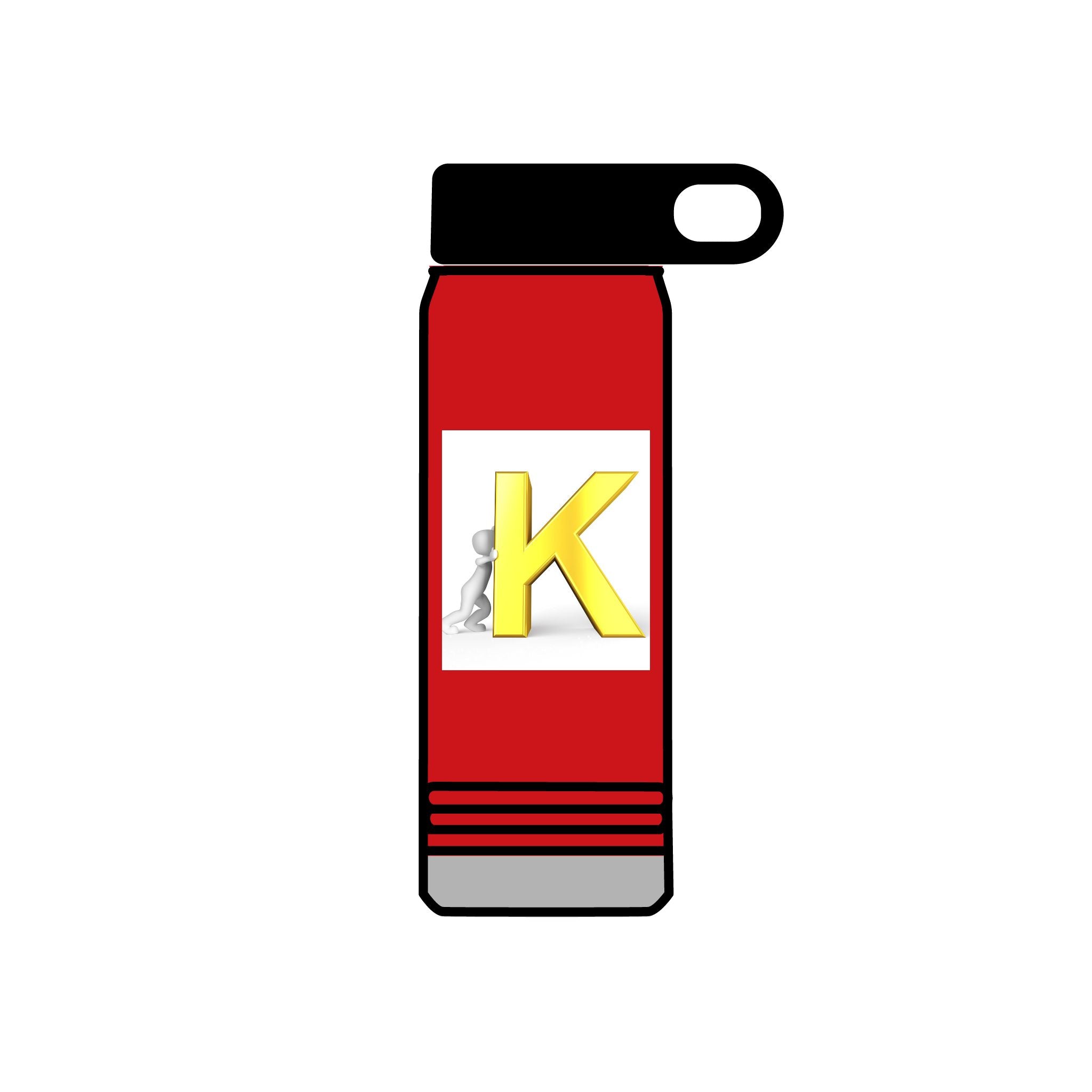 Yellow 3D K Monogram Water Bottle | Initial K Stainless Steel 20oz