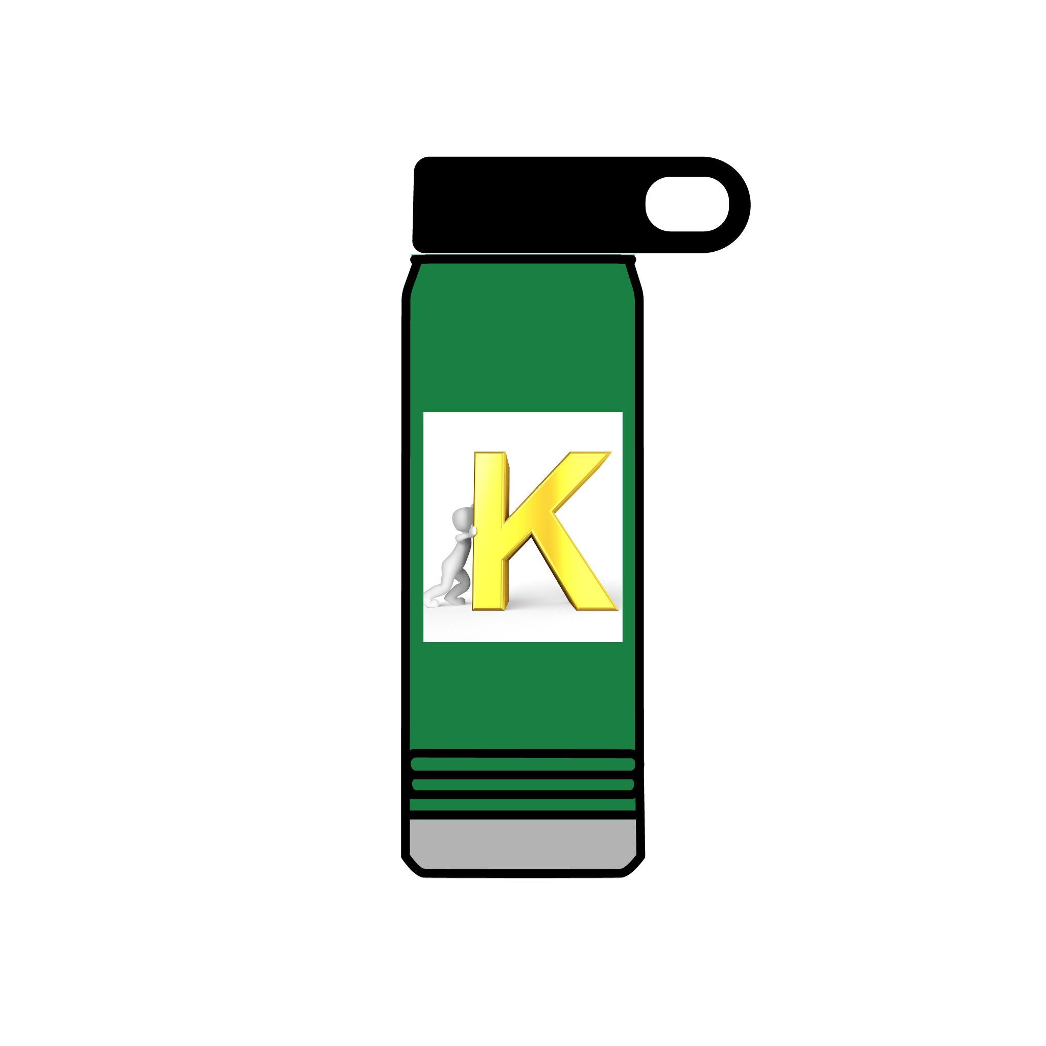 Yellow 3D K Monogram Water Bottle | Initial K Stainless Steel 20oz