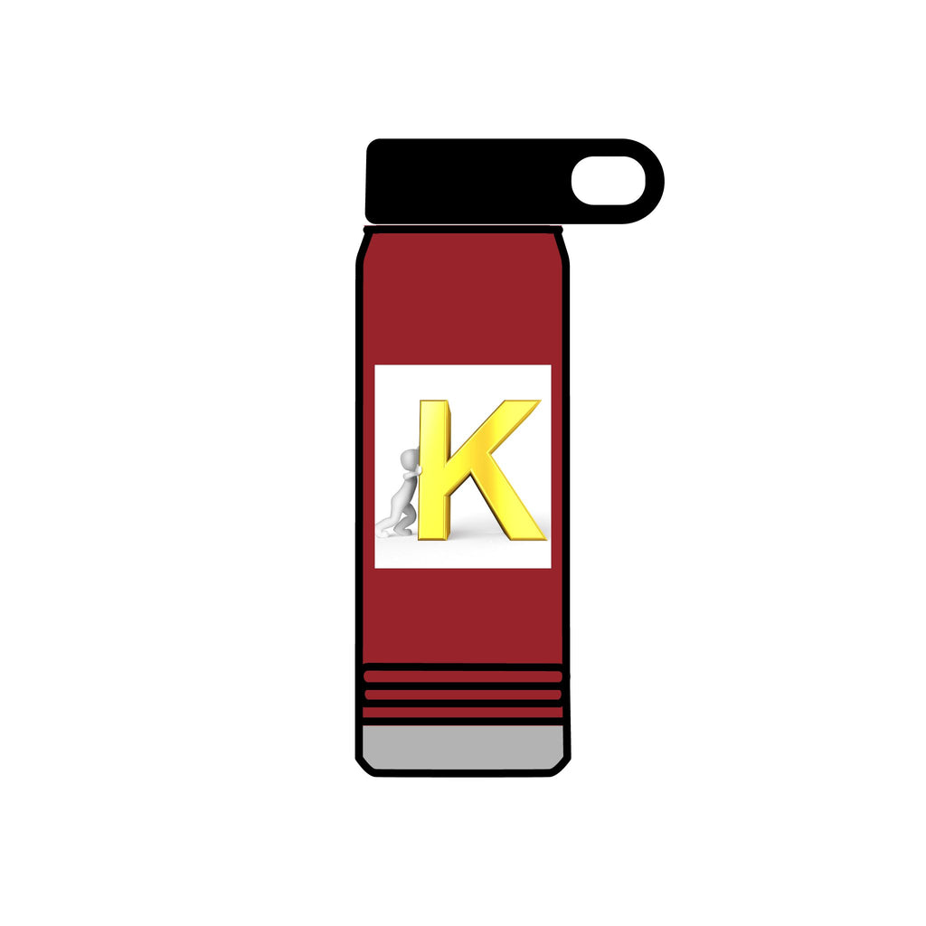 Yellow 3D K Monogram Water Bottle | Initial K Stainless Steel 20oz