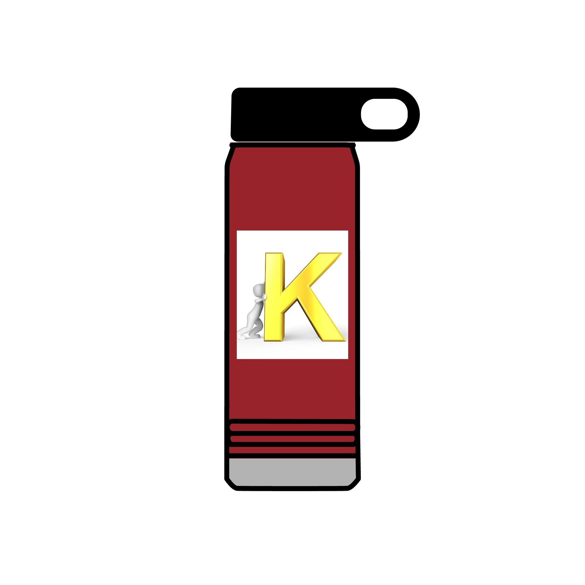 Yellow 3D K Monogram Water Bottle | Initial K Stainless Steel 20oz