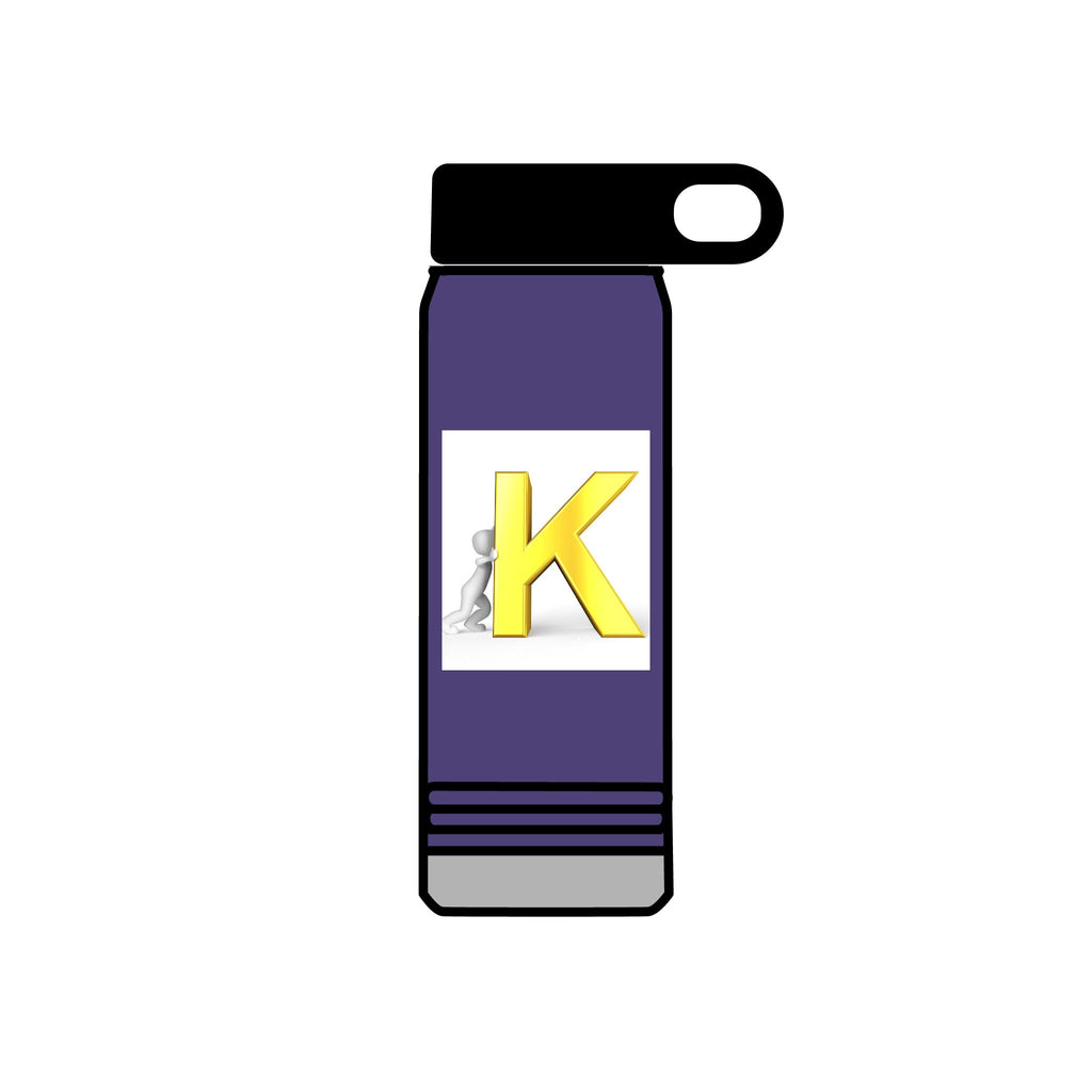 Yellow 3D K Monogram Water Bottle | Initial K Stainless Steel 20oz