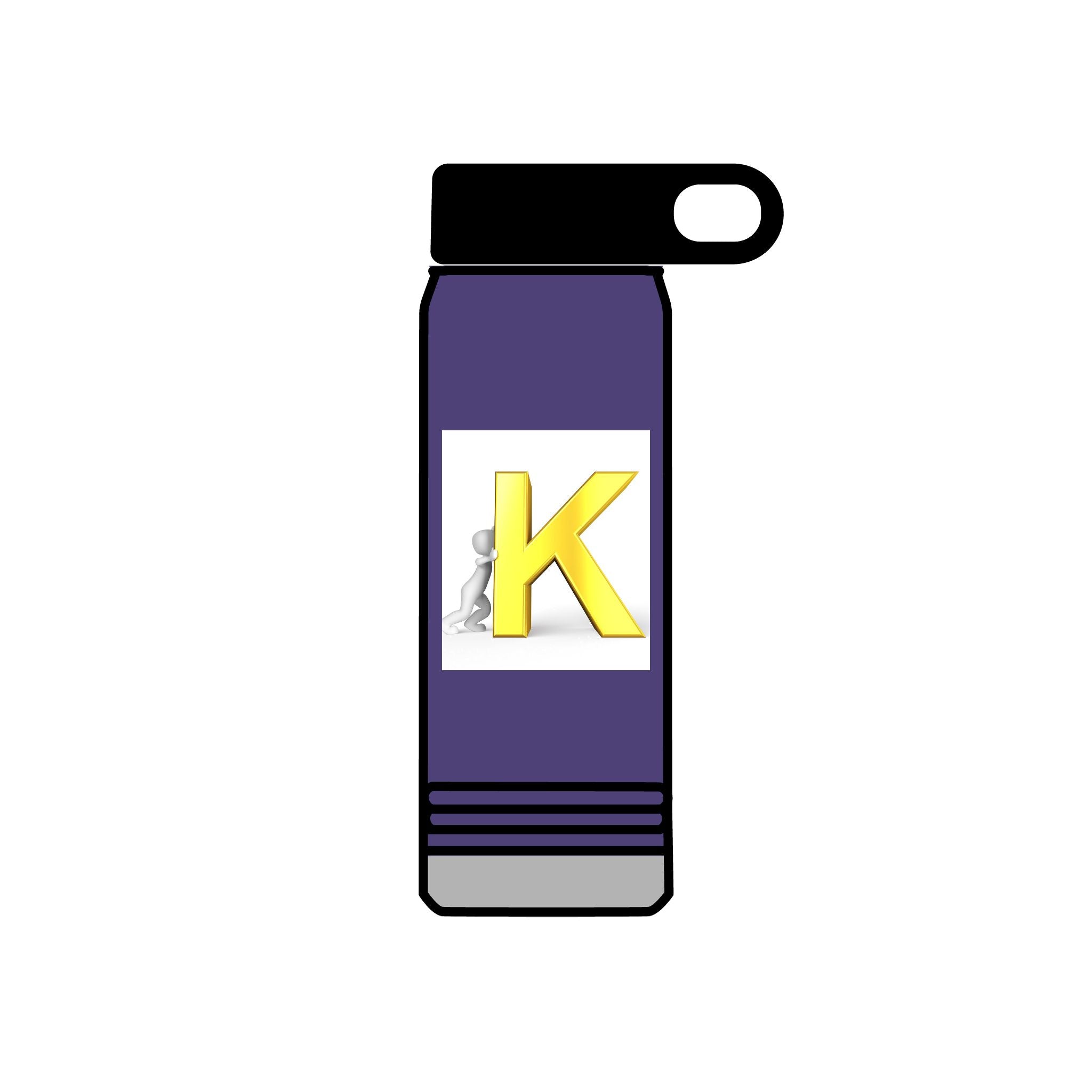 Yellow 3D K Monogram Water Bottle | Initial K Stainless Steel 20oz